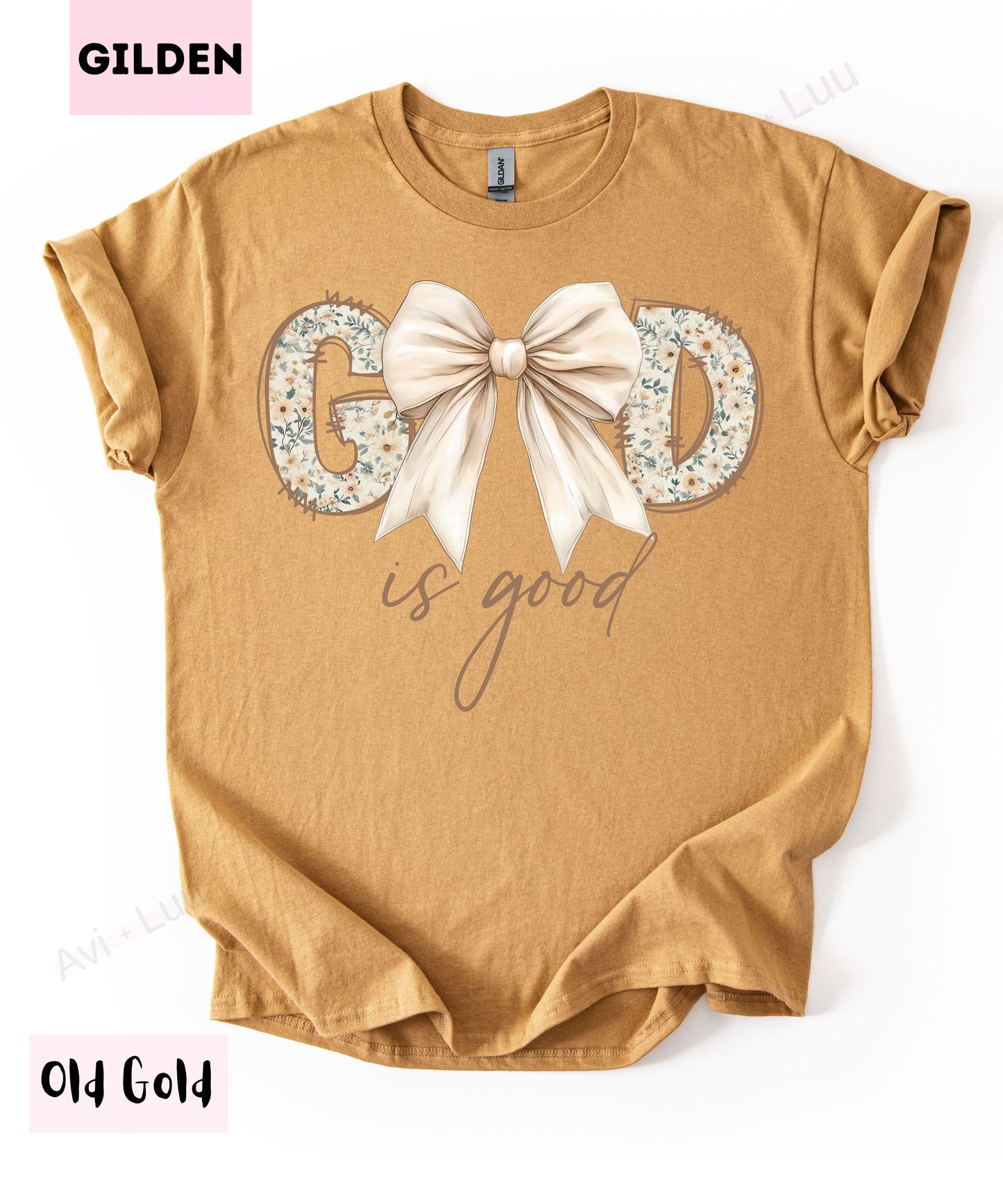 God Is So Good Floral Cream Bow | Gilden Unisex T-Shirt