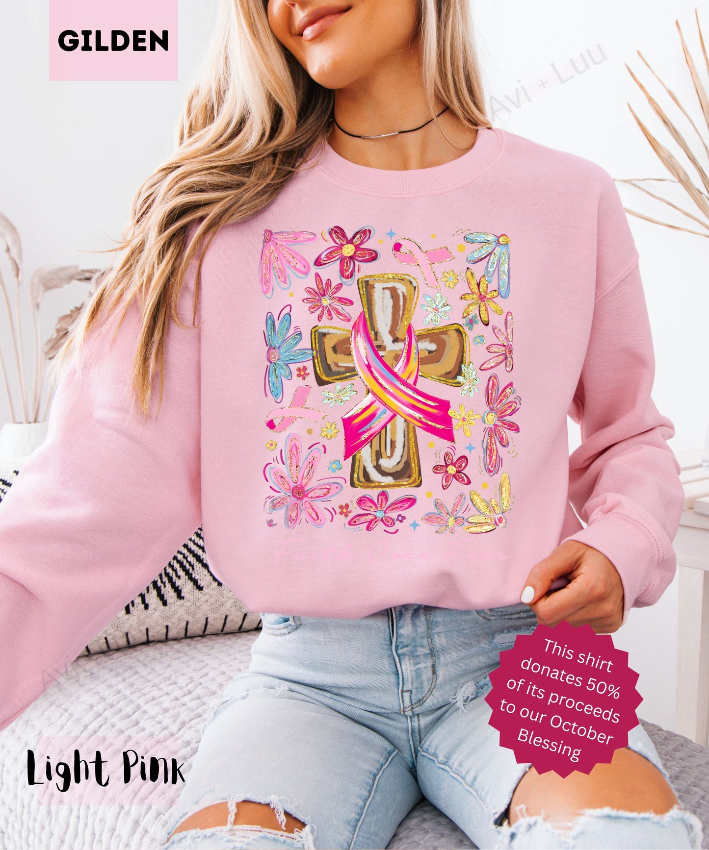 Paint Ribbon Cross | Gilden Unisex Sweatshirt
