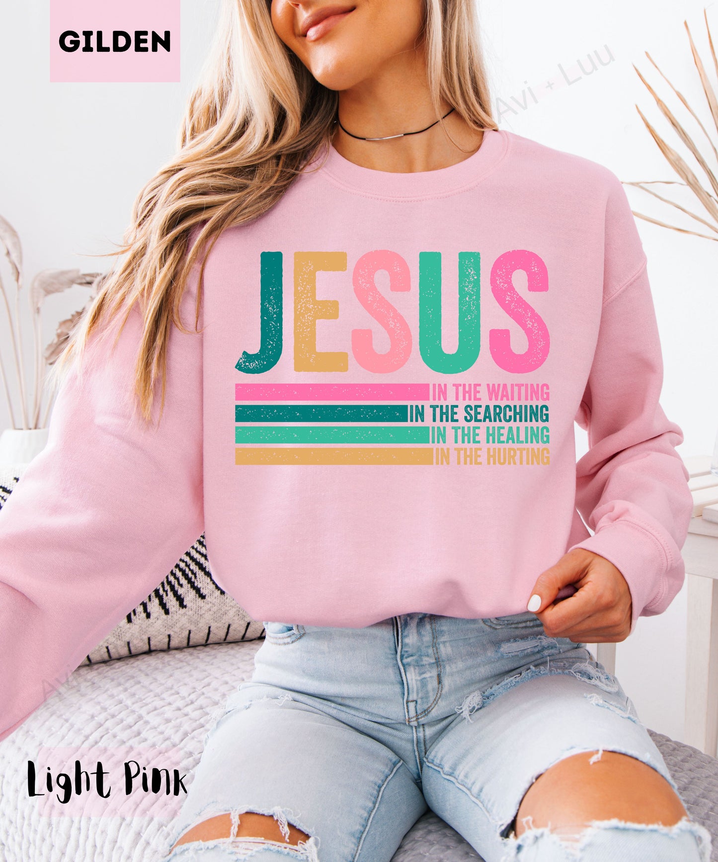 Jesus Colorful Lines | Gilden Unisex Sweatshirt