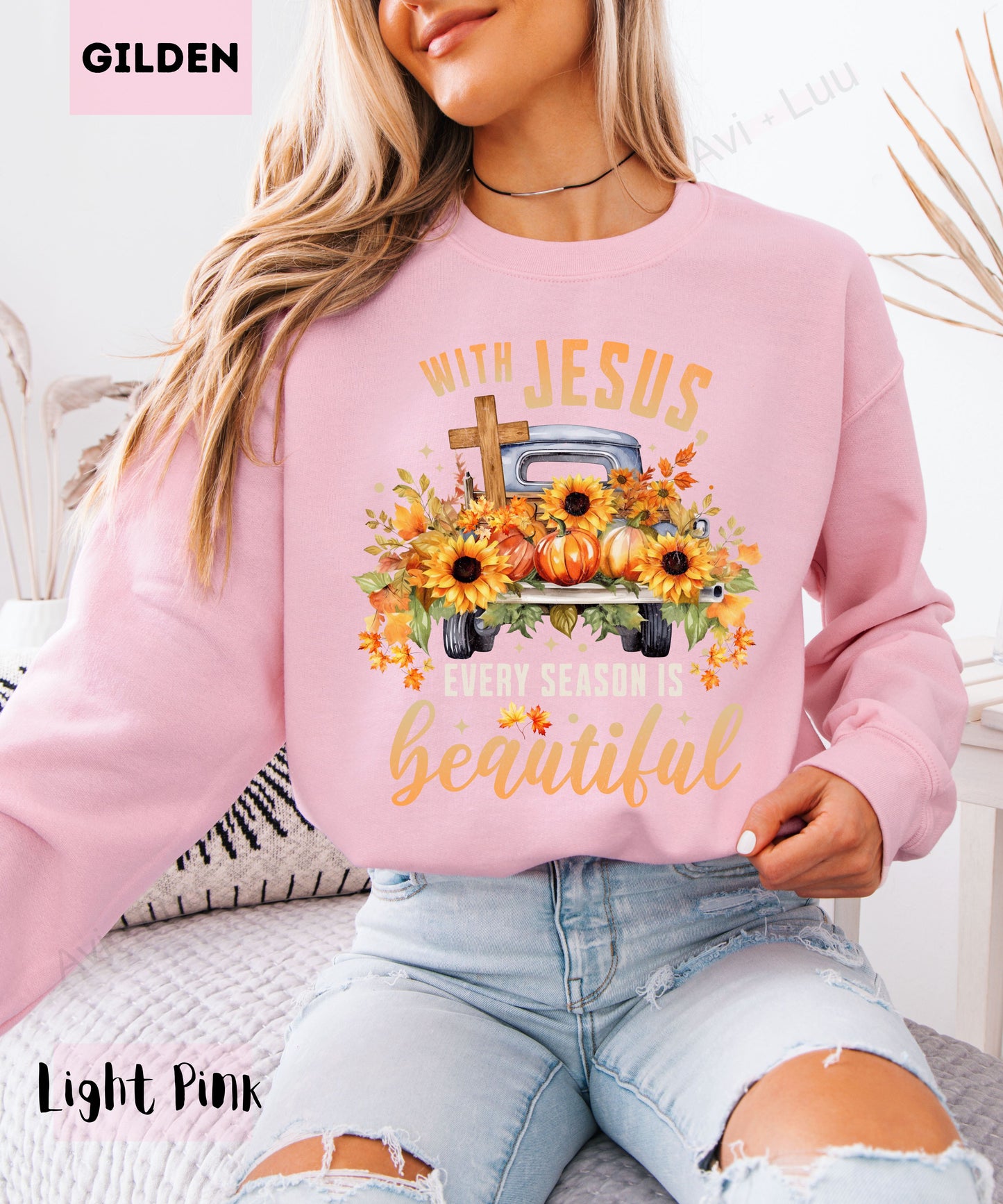 With Jesus Everything is Beauitful Truck | Gilden Unisex Sweatshirt