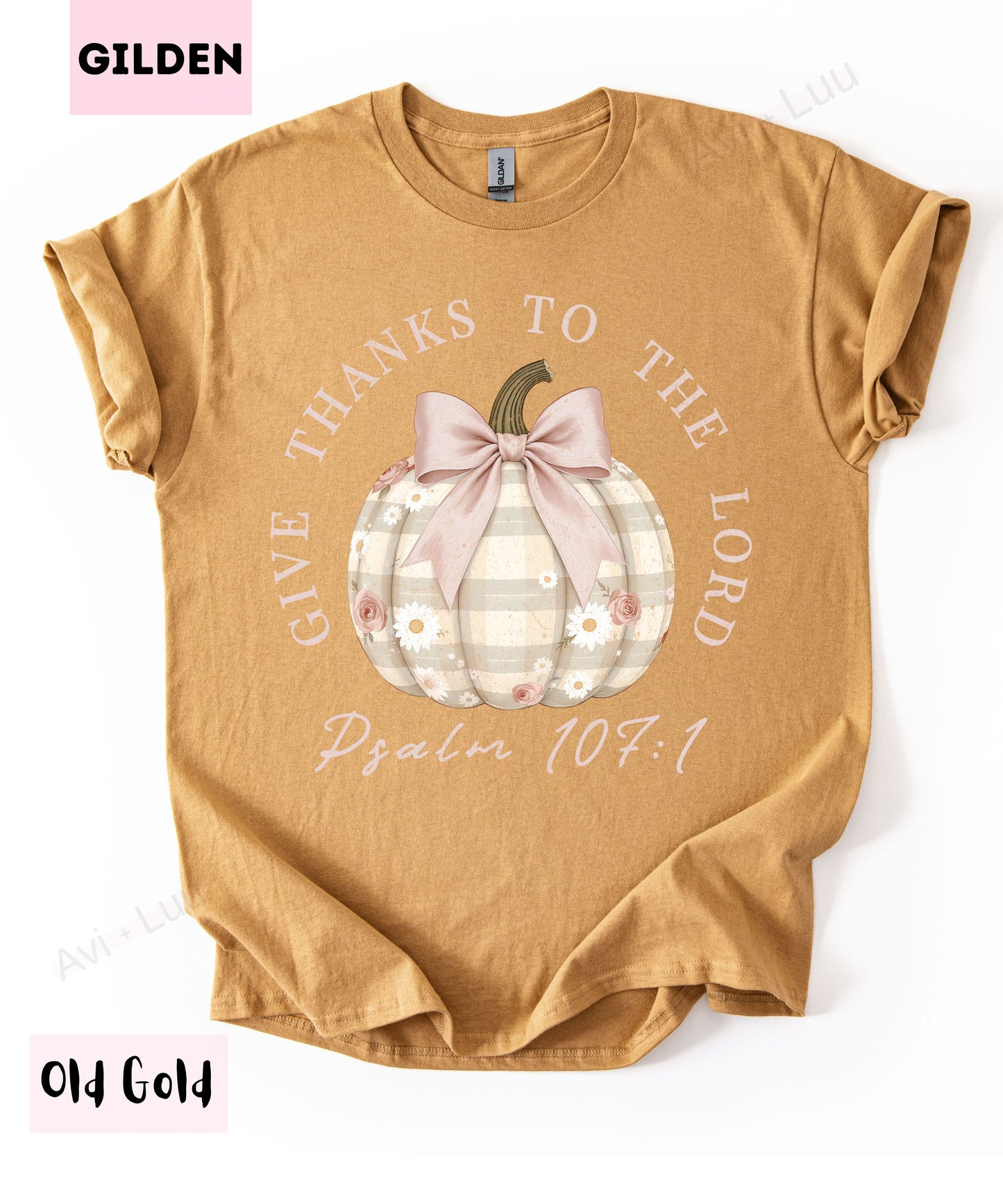 Give Thanks To The Lord Plaid Pumpkin | Gilden Unisex T-Shirt