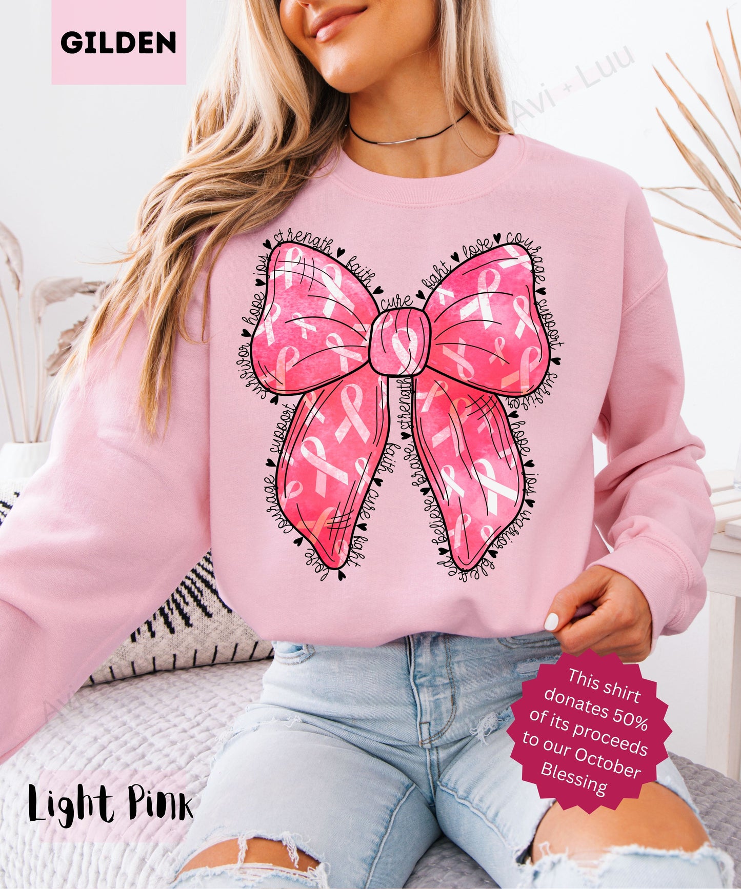 Pink Bow | Gilden Unisex Sweatshirt