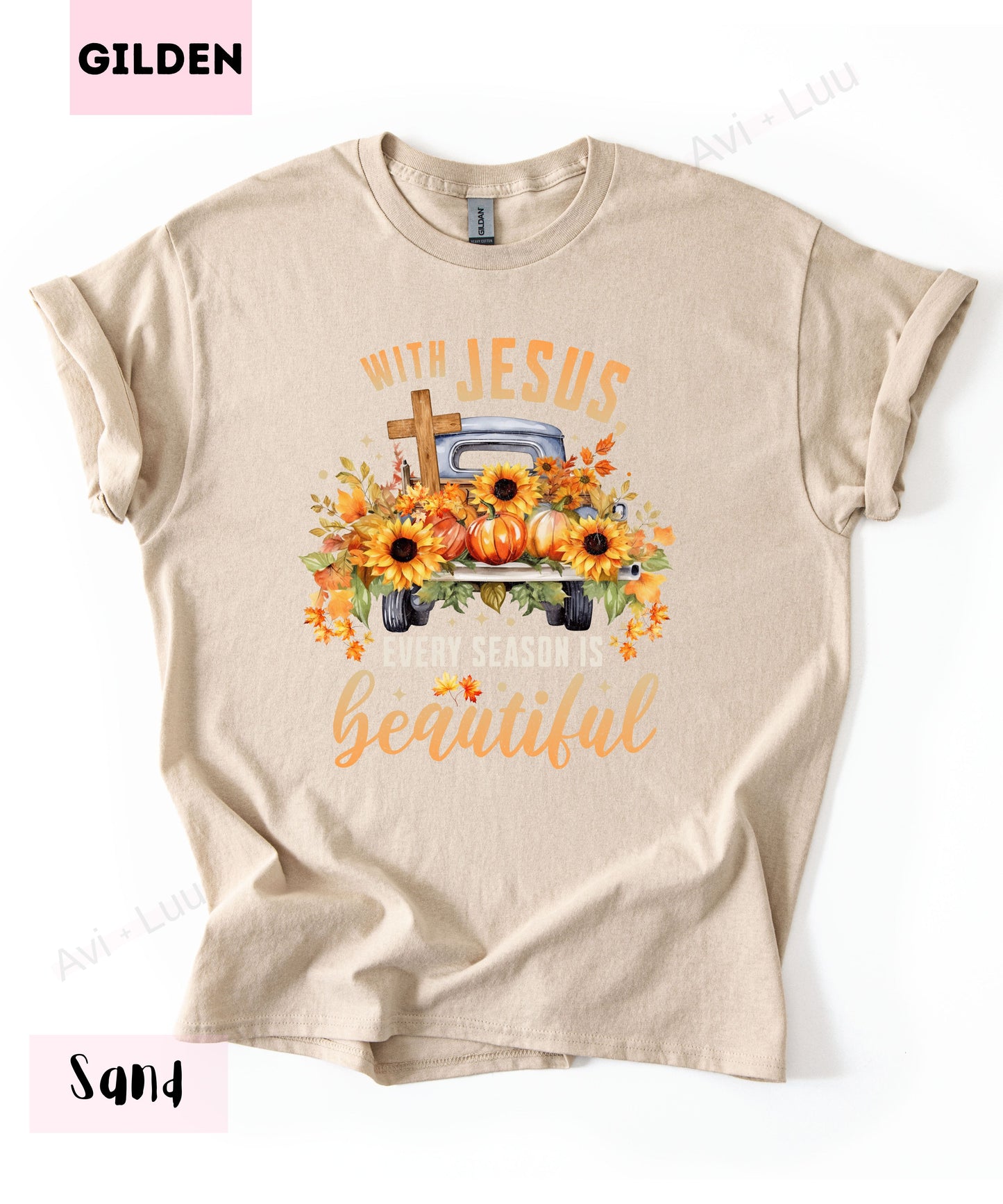 With Jesus Sunflower Truck | Gilden Unisex T-Shirt