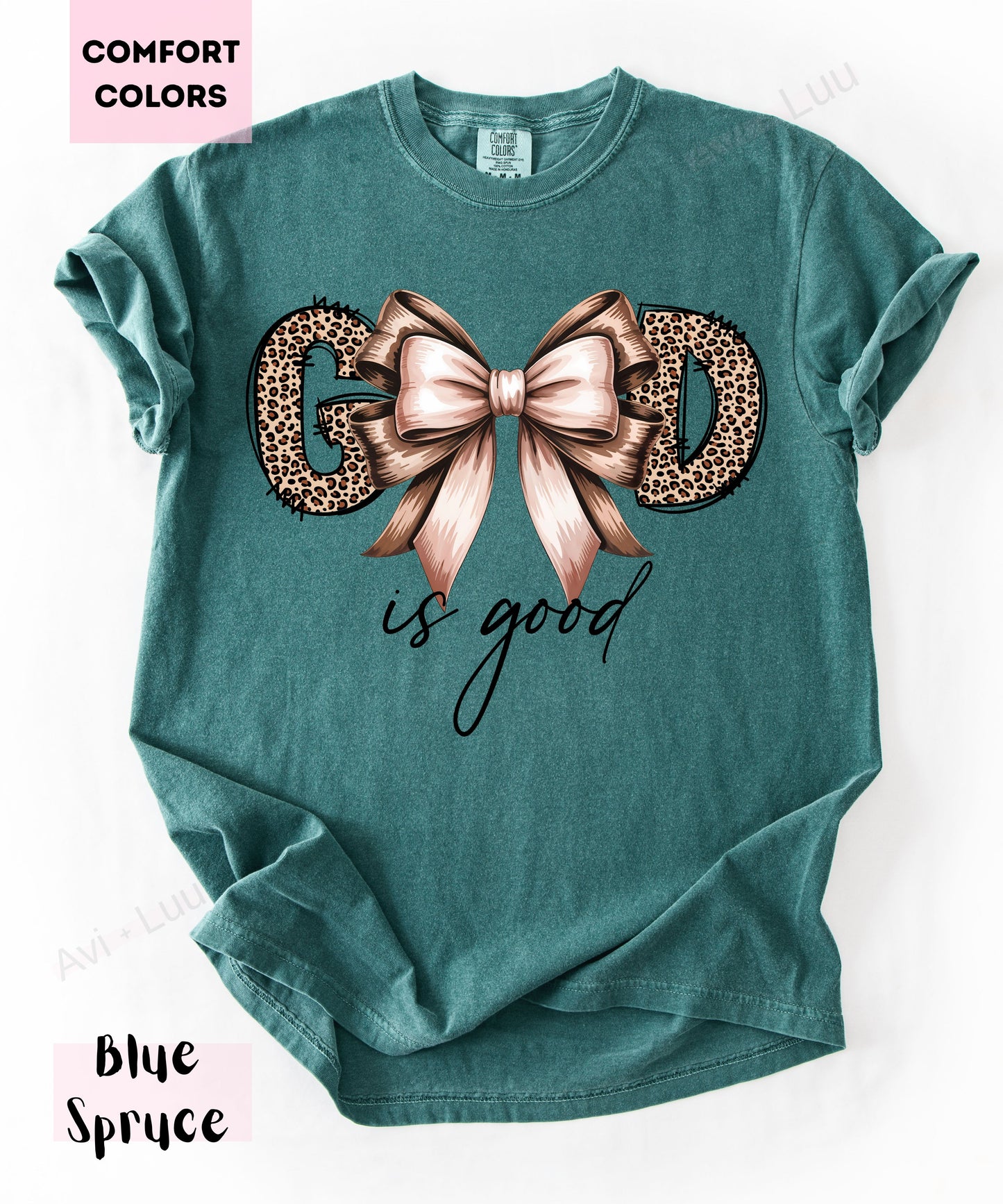 God Is Good Cheetah Bow | Comfort Colors Unisex T-Shirt