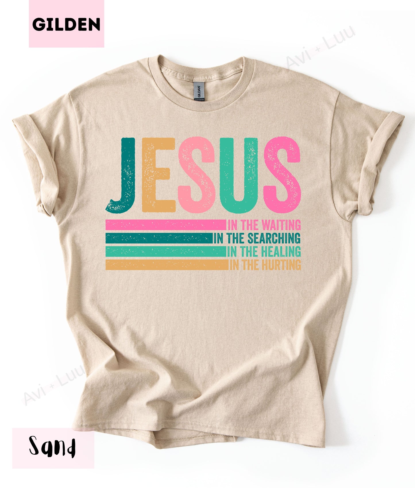 Jesus Colorful Lines | Gilden Unisex T-Shirt