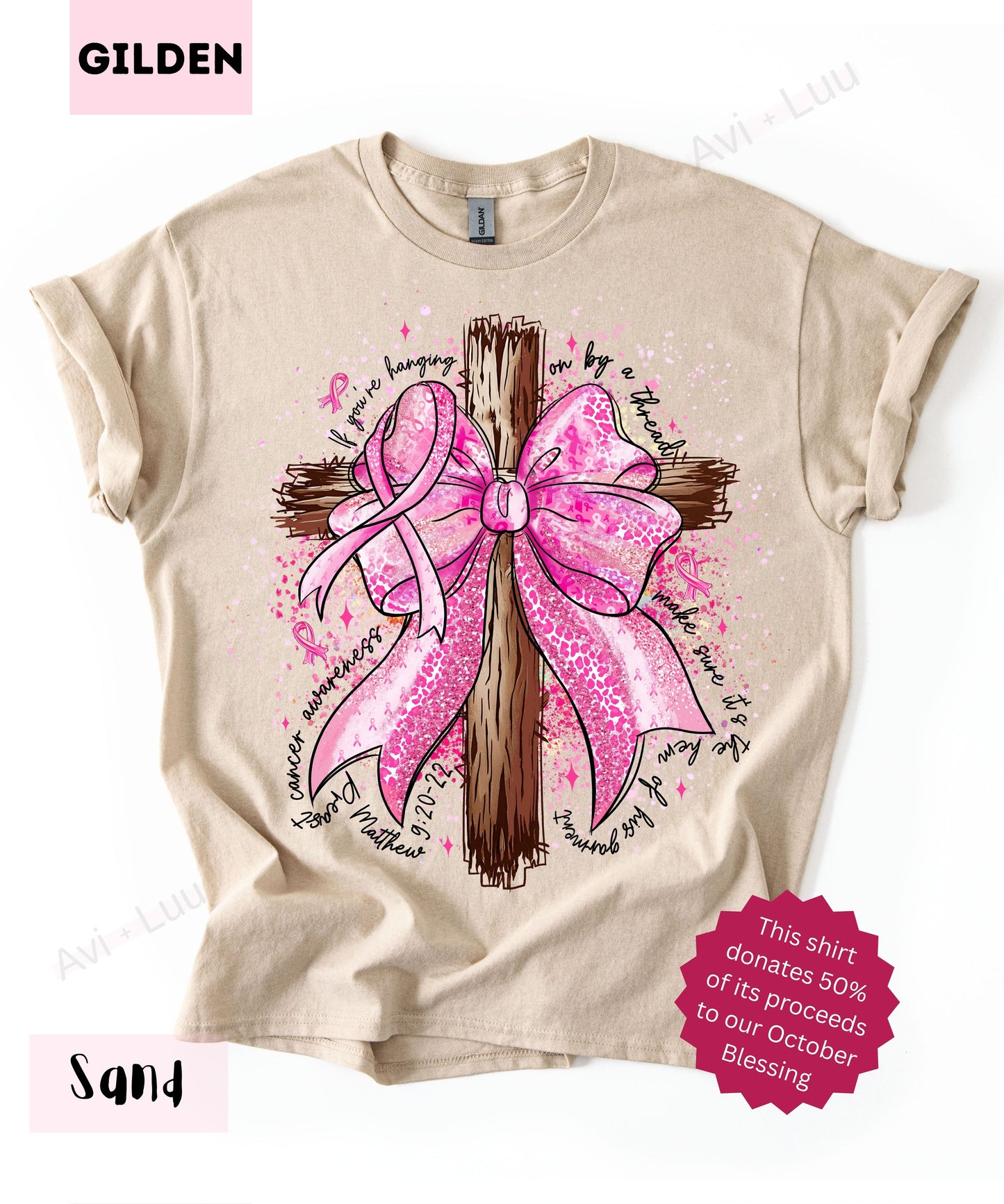 Pink Ribbon Cross | Gilden Unisex T-Shirt
