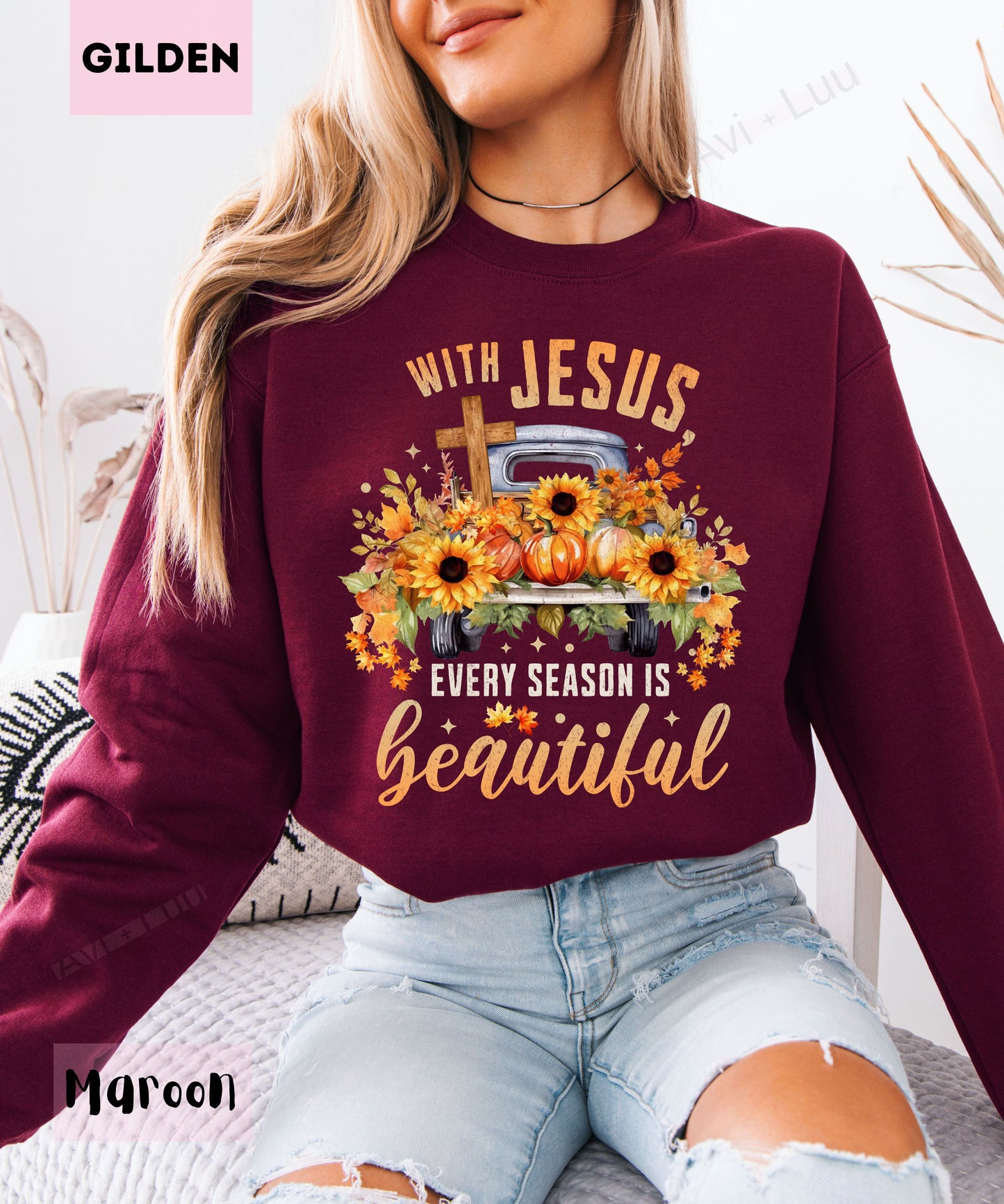 With Jesus Everything is Beauitful Truck | Gilden Unisex Sweatshirt