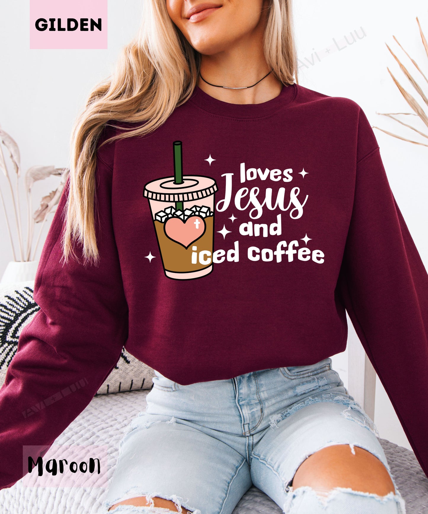 Love Jesus And Iced Coffee | Gilden Unisex Sweatshirt