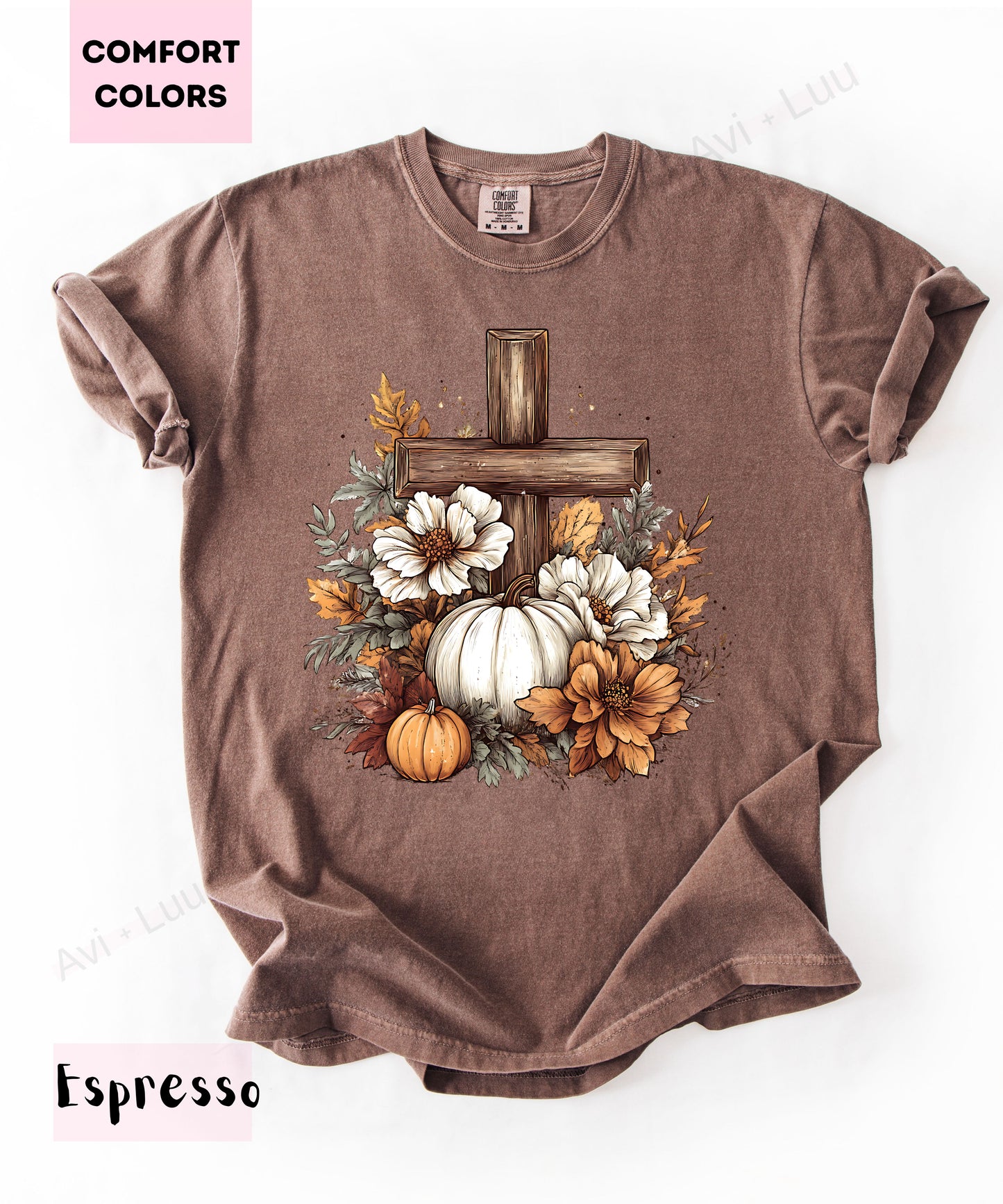 Wooden Cross Pumpkin Flower | Comfort Colors Unisex T-Shirt