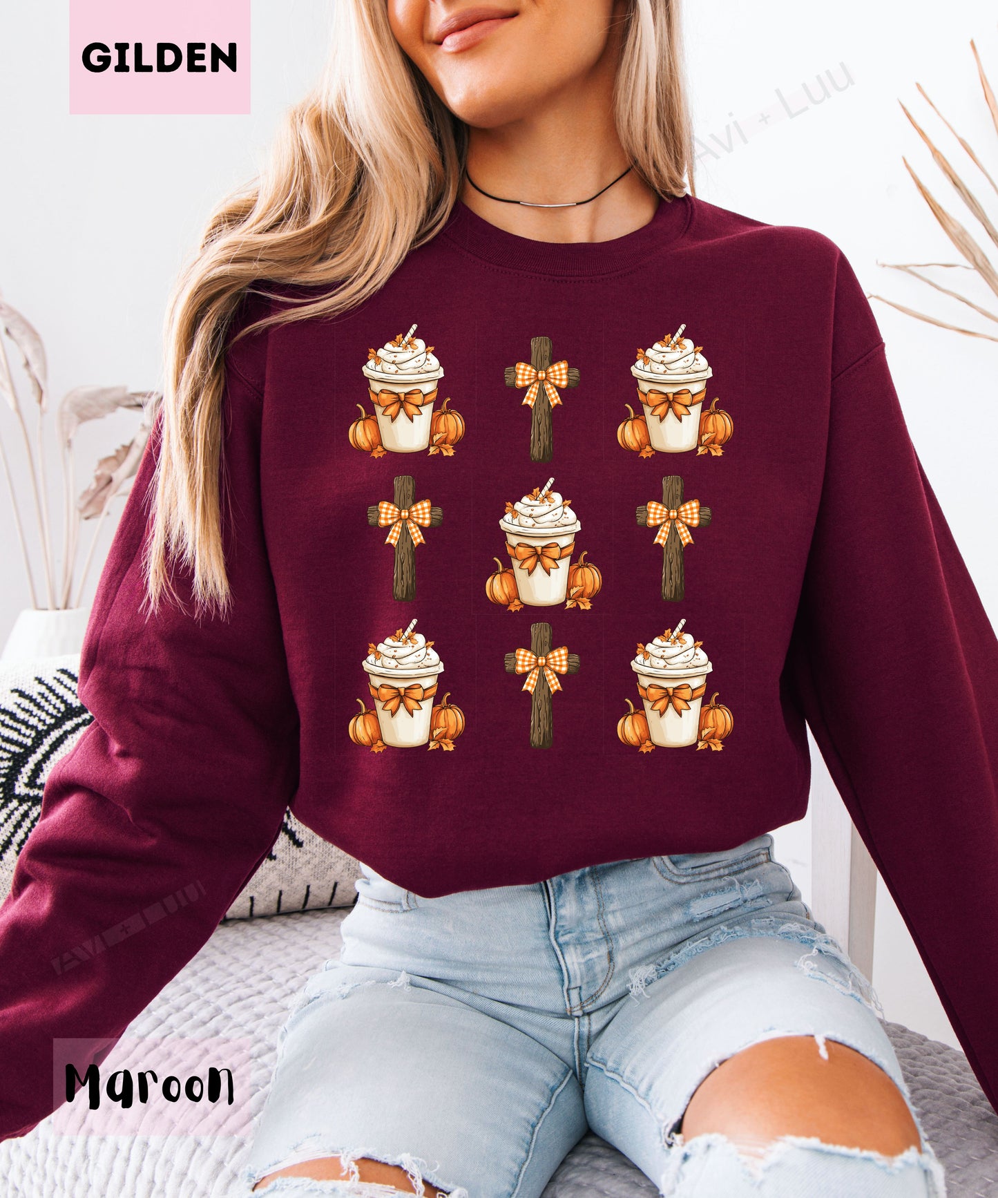 Pumpkin Spice Cross | Gilden Unisex Sweatshirt