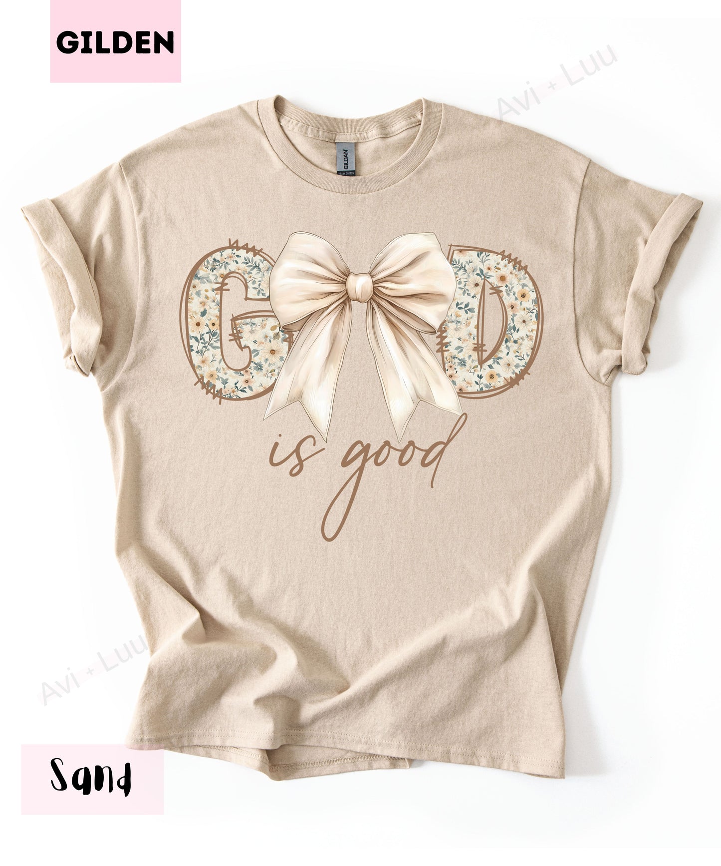 God Is So Good Floral Cream Bow | Gilden Unisex T-Shirt