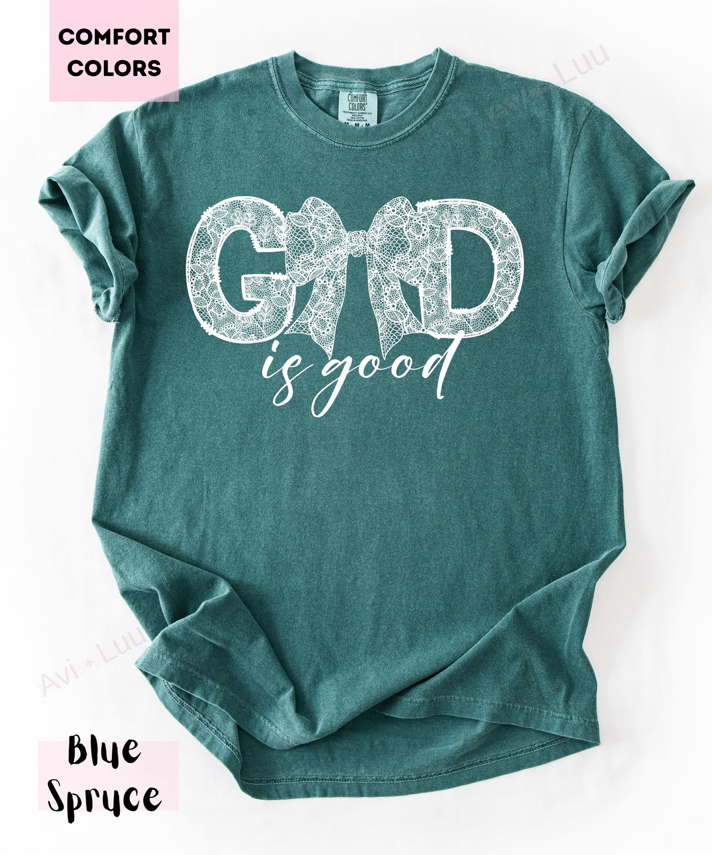 God Is Good Lace Bow | Comfort Colors Unisex T-Shirt