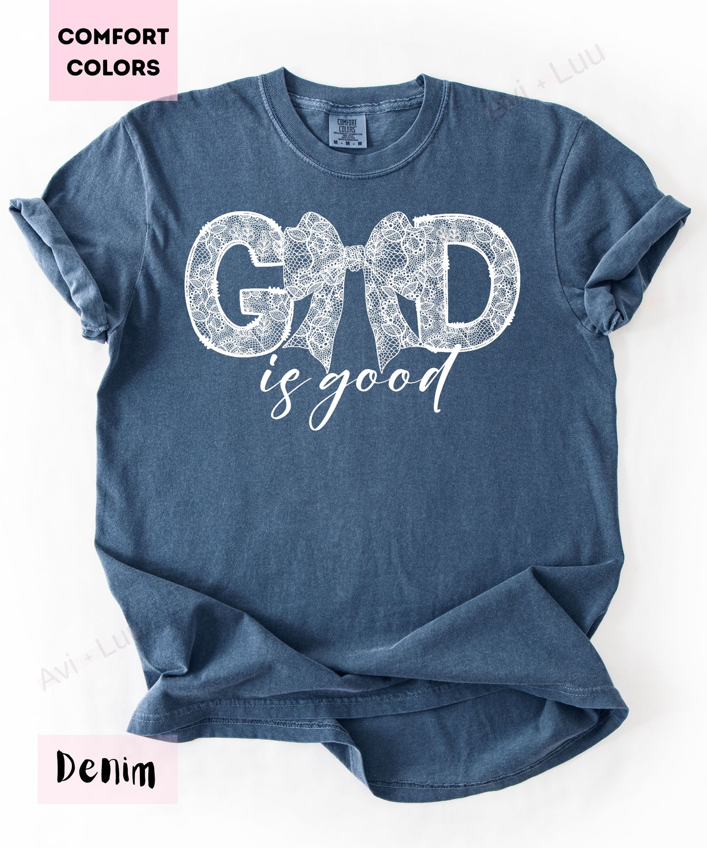 God Is Good Lace Bow | Comfort Colors Unisex T-Shirt