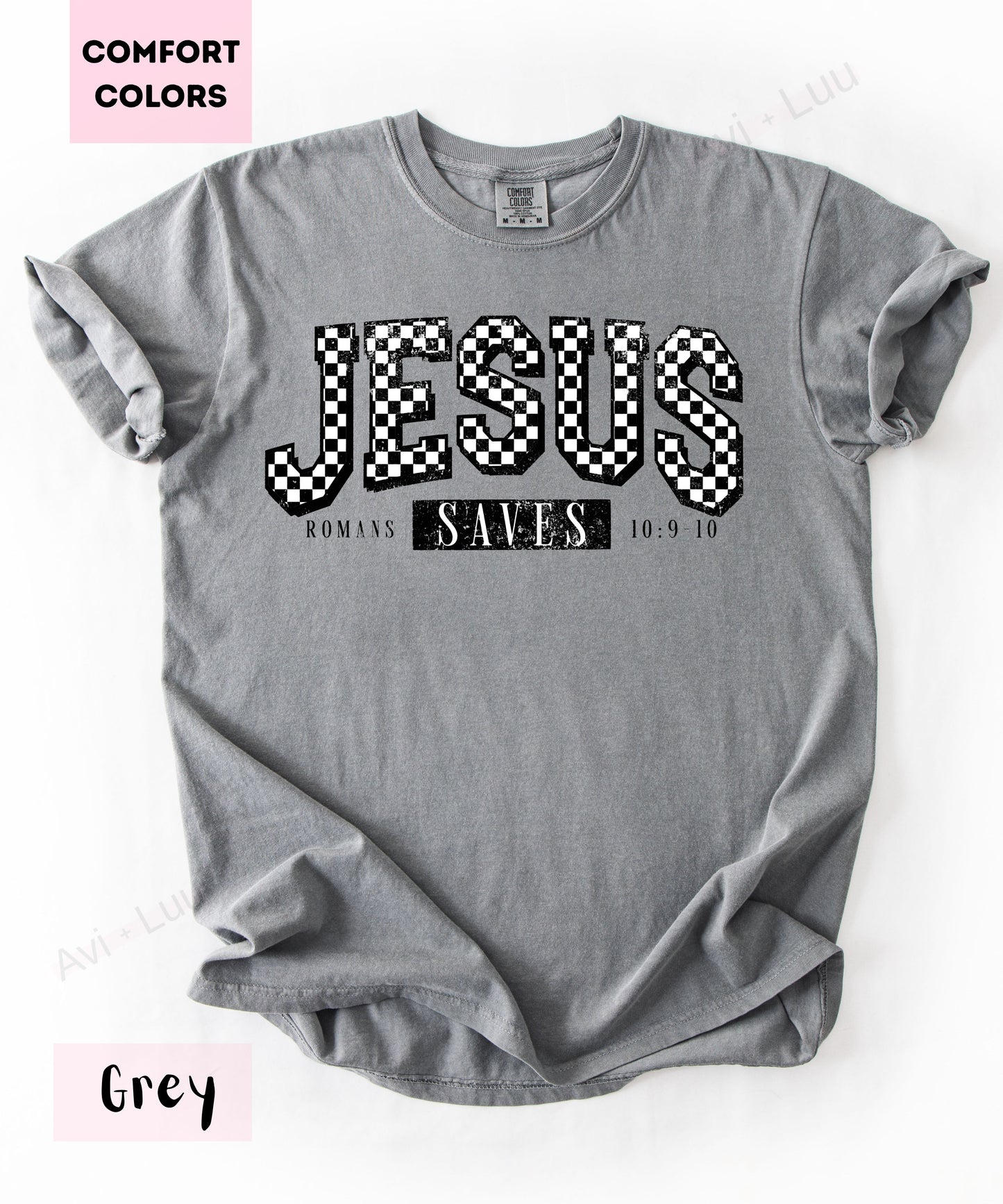 Jesus Checkered Saves | Comfort Colors Unisex T-Shirt
