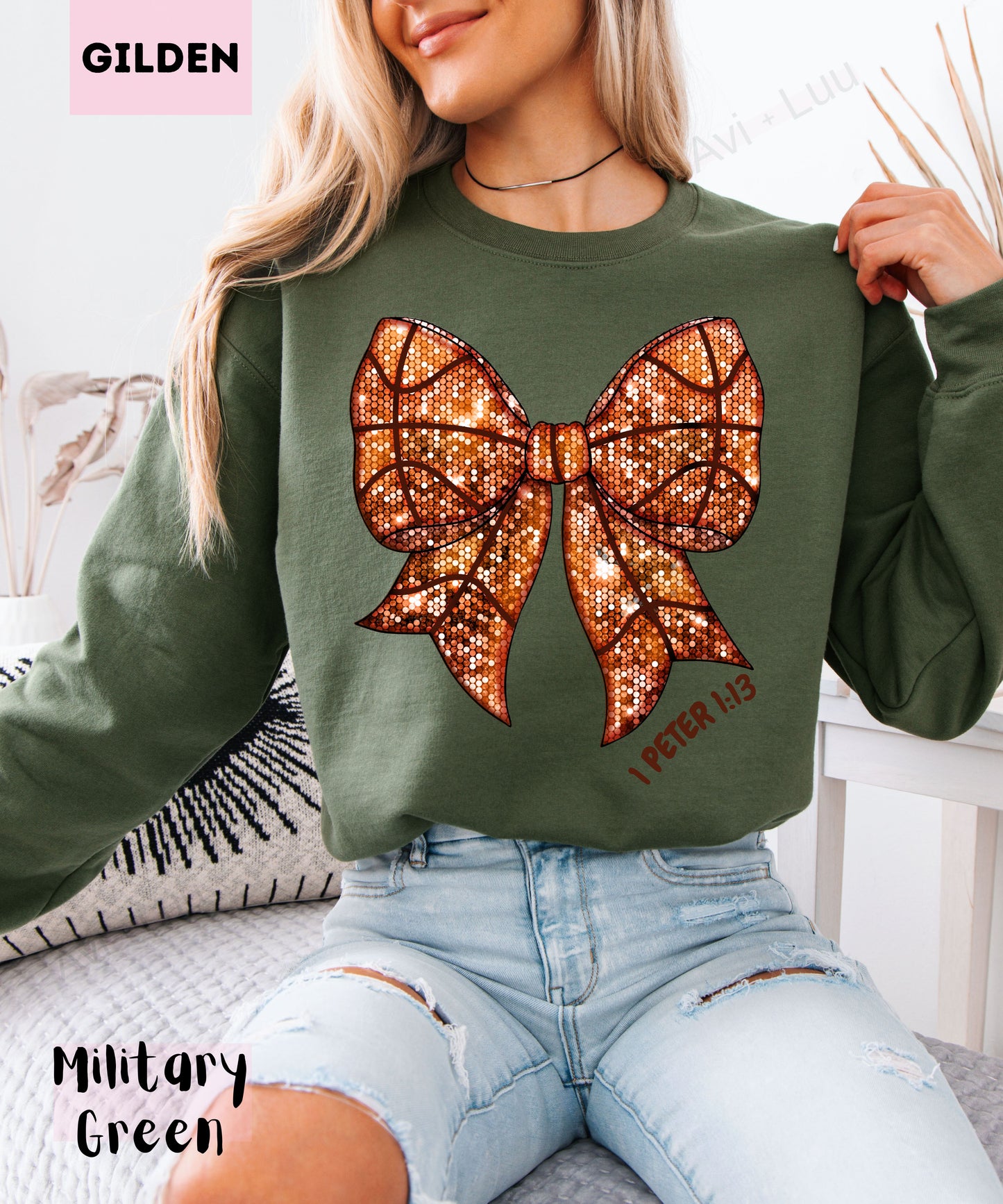 Basketball Bow | Gilden Unisex Sweatshirt