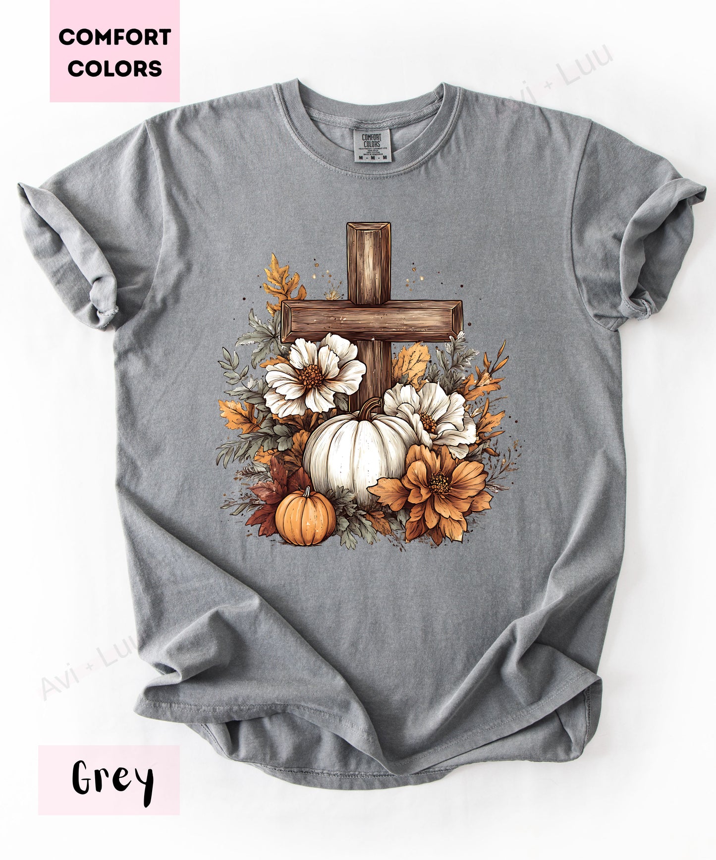 Wooden Cross Pumpkin Flower | Comfort Colors Unisex T-Shirt