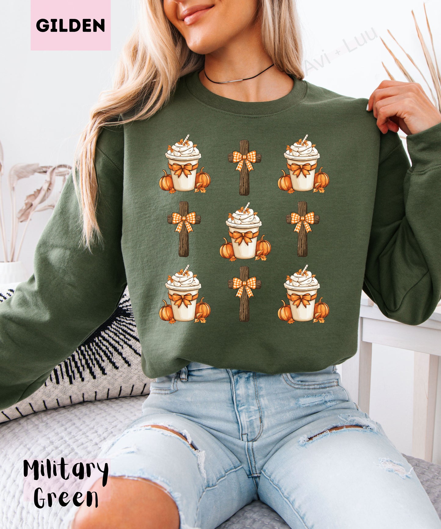 Pumpkin Spice Cross | Gilden Unisex Sweatshirt