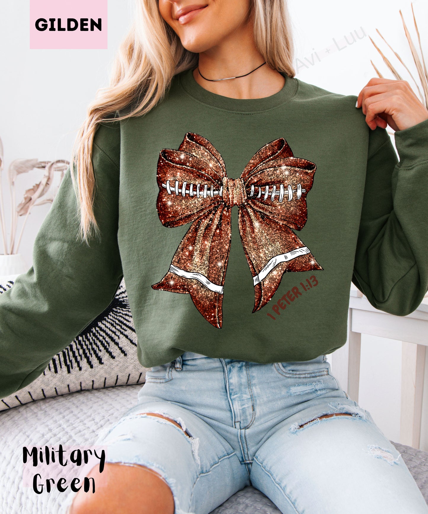 Football Bow | Gilden Unisex Sweatshirt