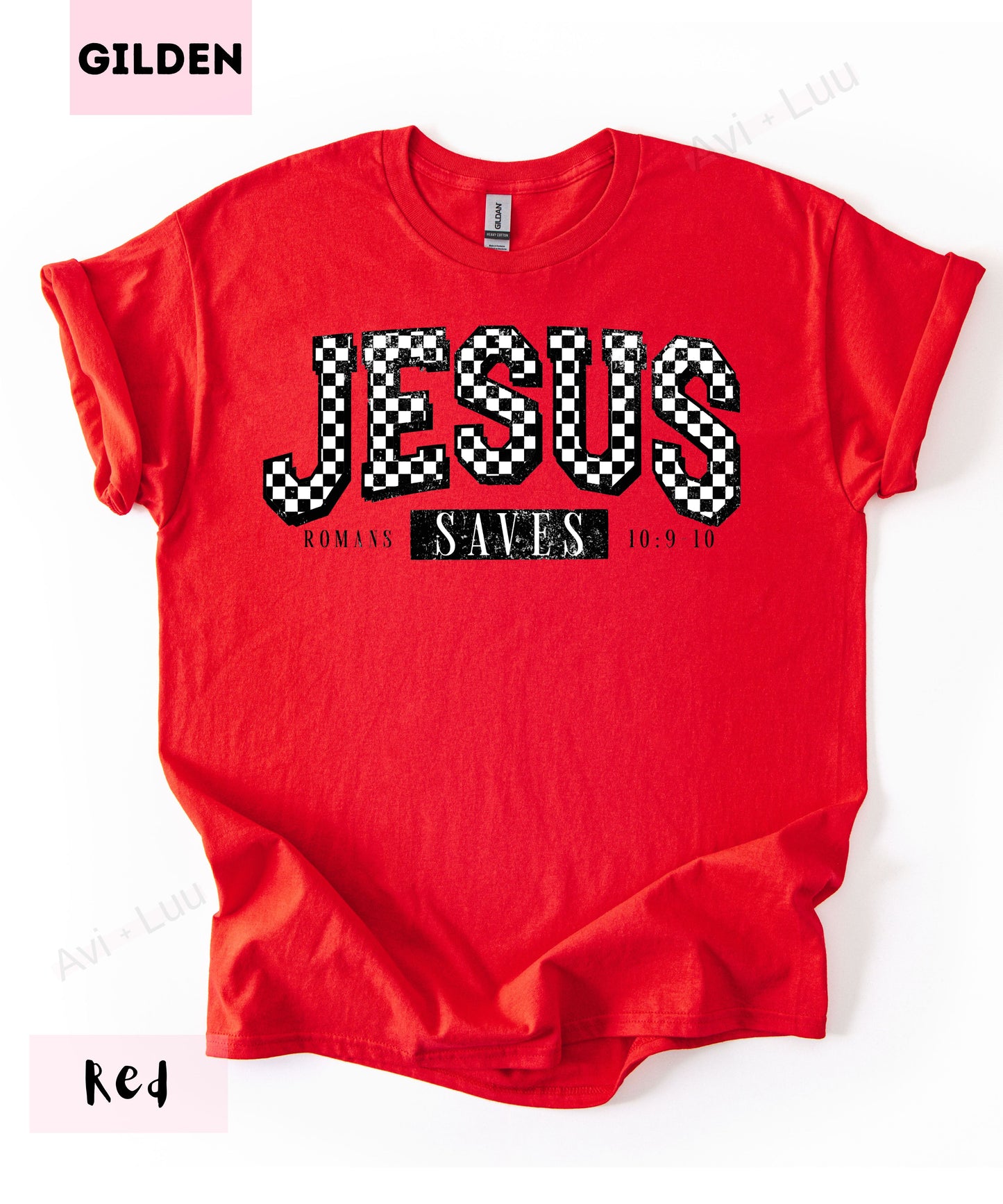 Jesus Saves Checkered | Gilden Unisex T-Shirt