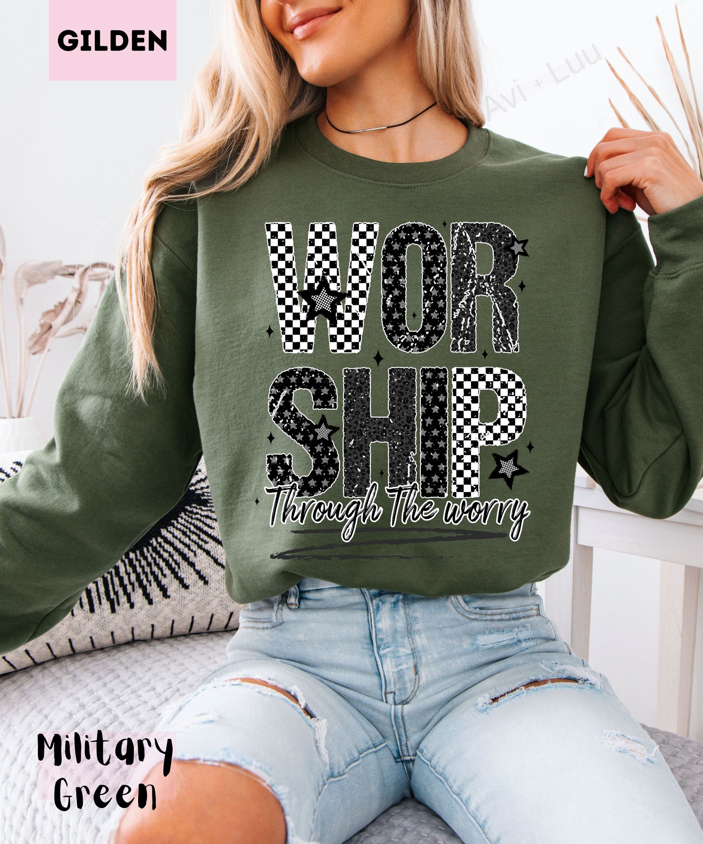 Worship Checkered | Gilden Unisex Sweatshirt