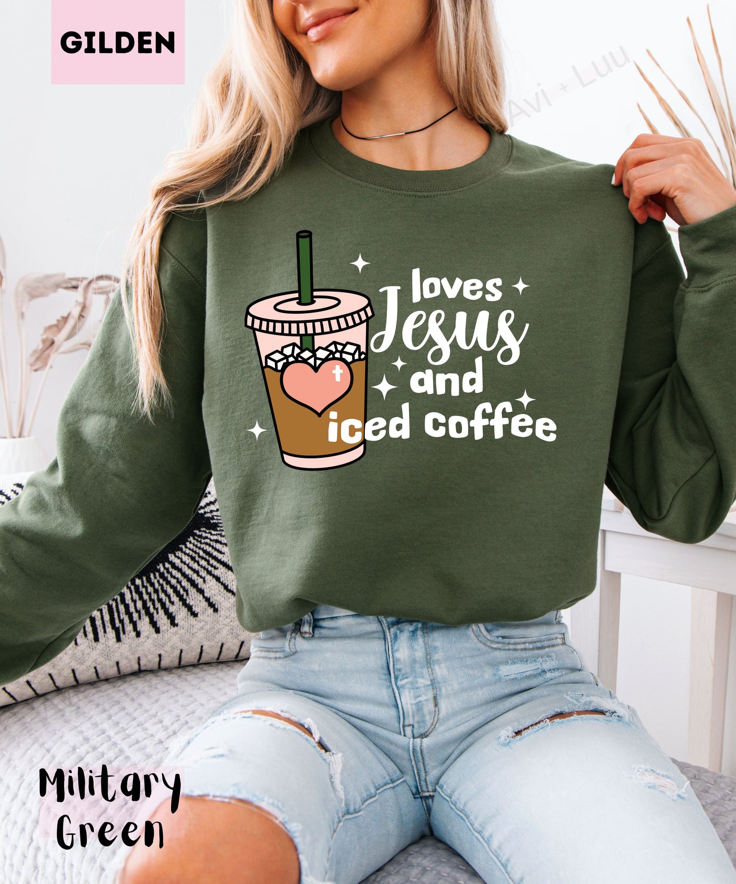 Love Jesus And Iced Coffee | Gilden Unisex Sweatshirt