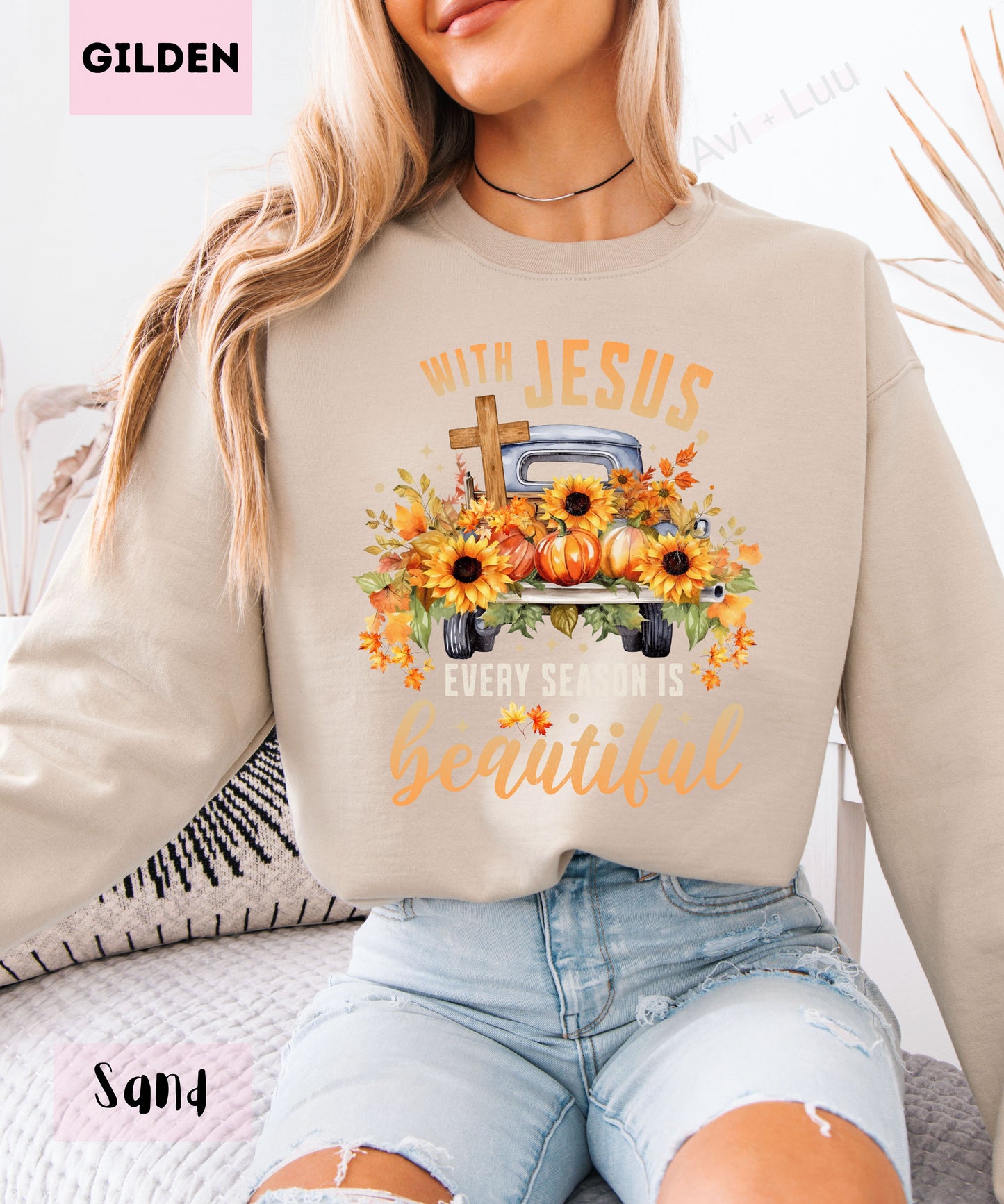 With Jesus Everything is Beauitful Truck | Gilden Unisex Sweatshirt