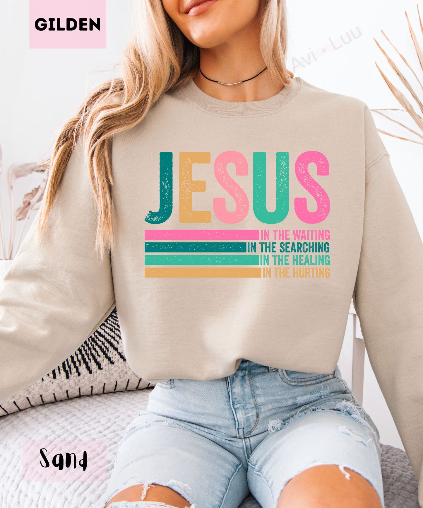 Jesus Colorful Lines | Gilden Unisex Sweatshirt