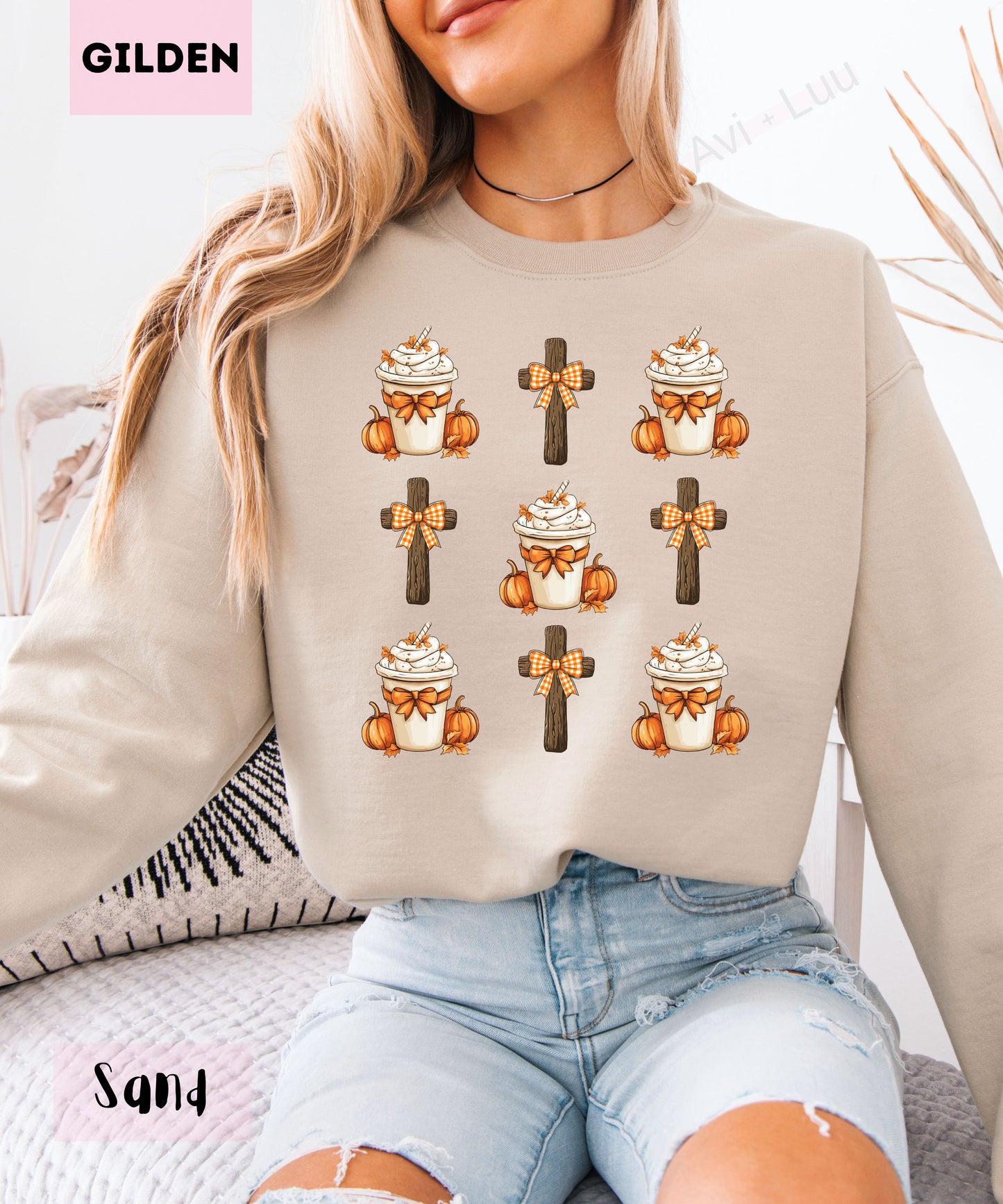 Pumpkin Spice Cross | Gilden Unisex Sweatshirt