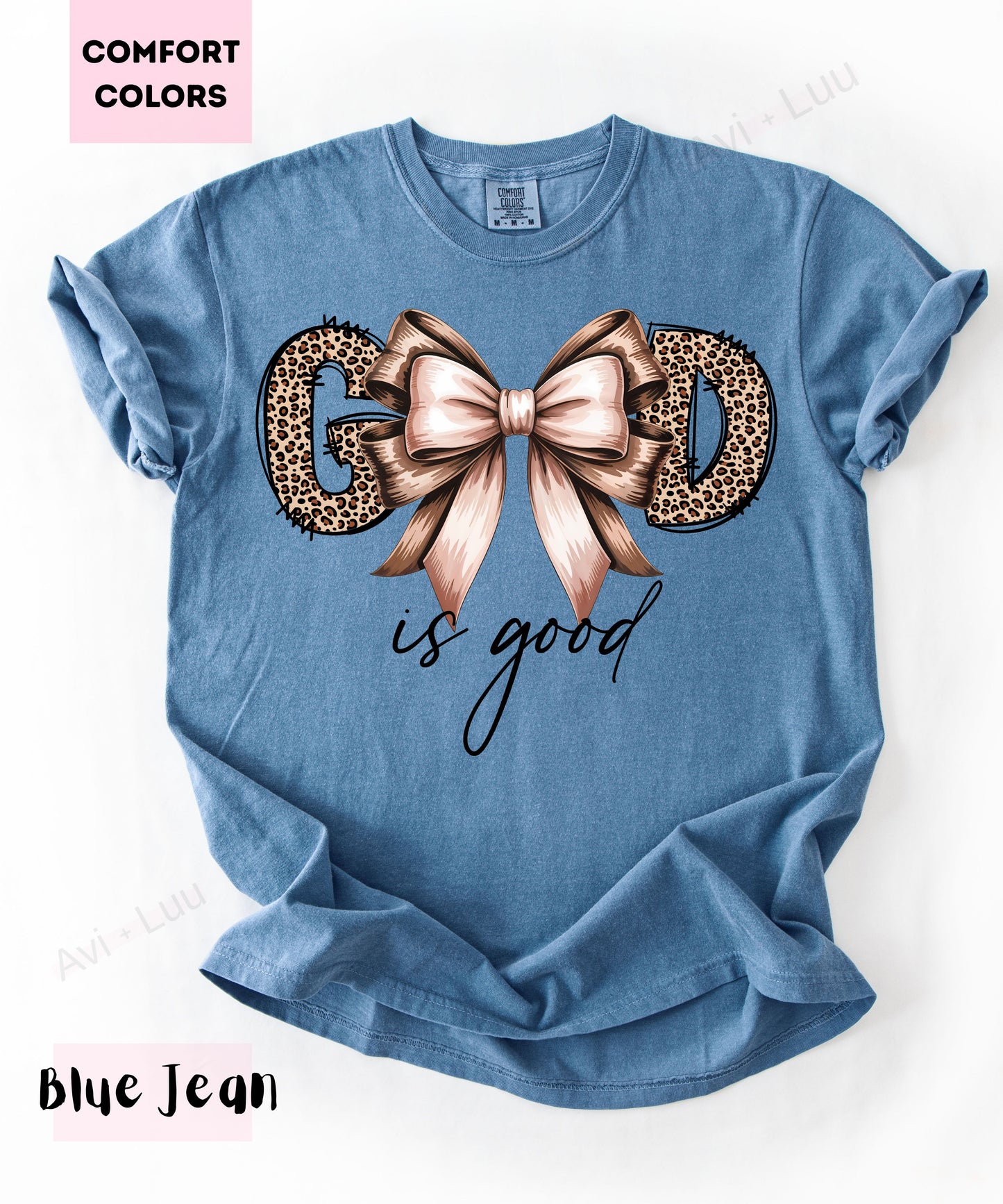 God Is Good Cheetah Bow | Comfort Colors Unisex T-Shirt