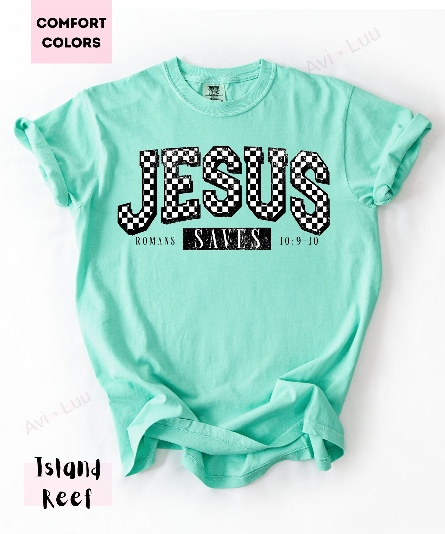 Jesus Checkered Saves | Comfort Colors Unisex T-Shirt