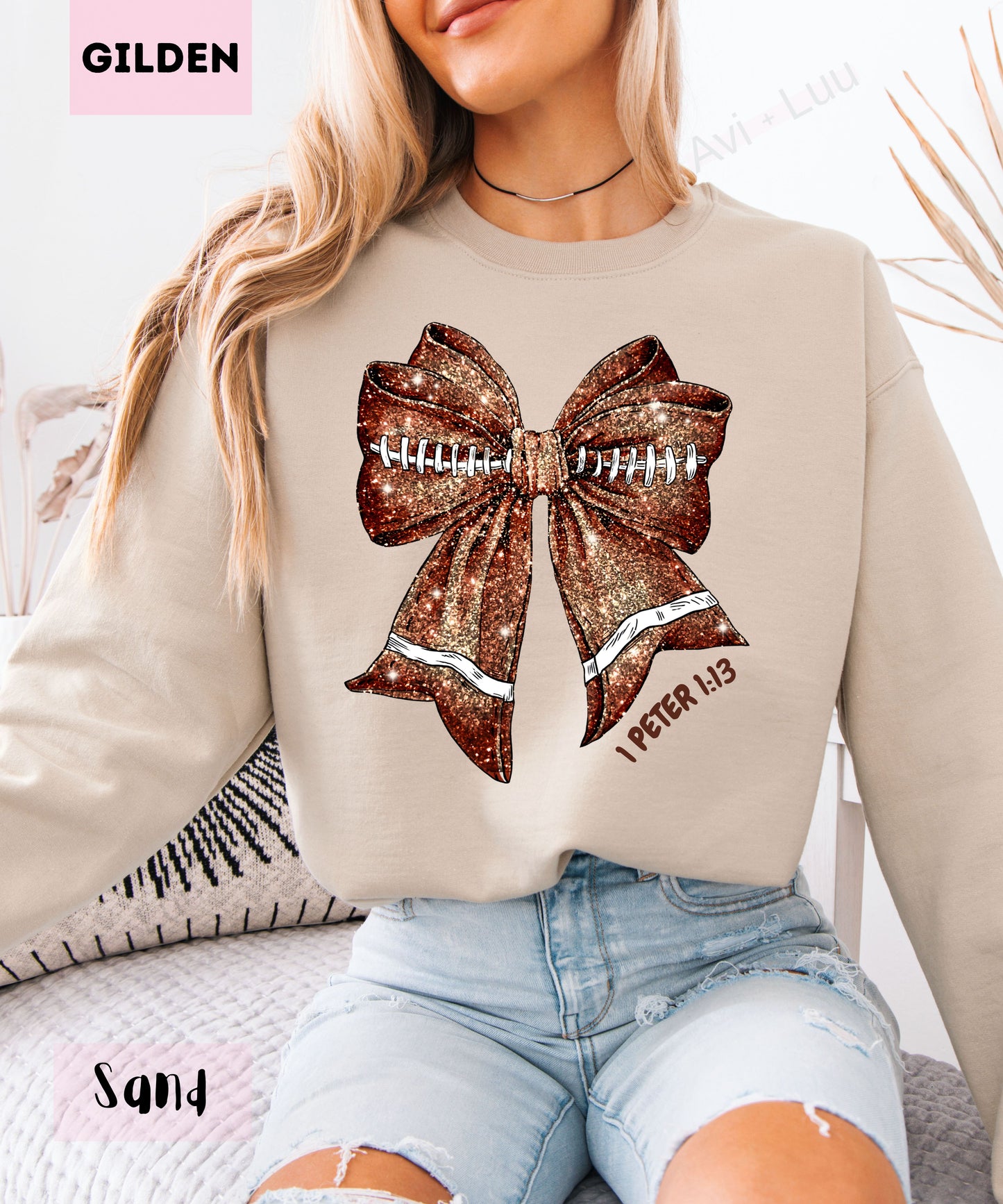 Football Bow | Gilden Unisex Sweatshirt