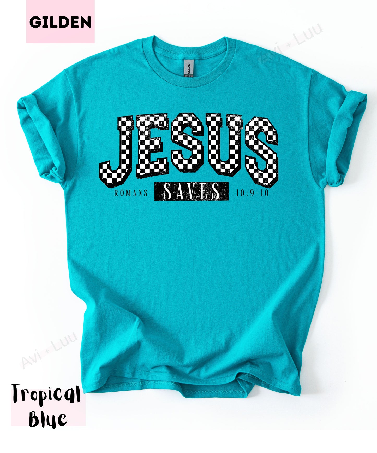 Jesus Saves Checkered | Gilden Unisex T-Shirt