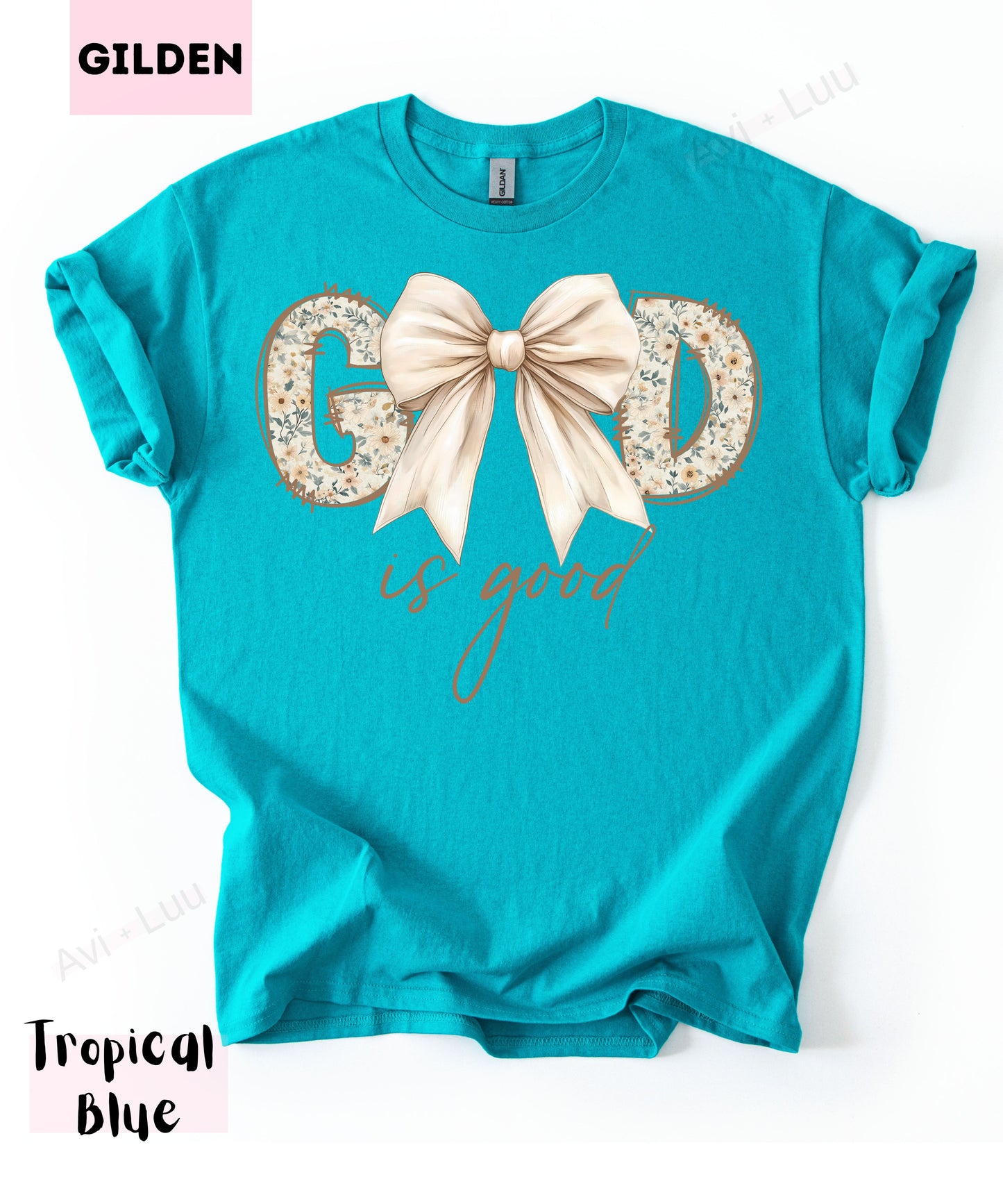 God Is So Good Floral Cream Bow | Gilden Unisex T-Shirt