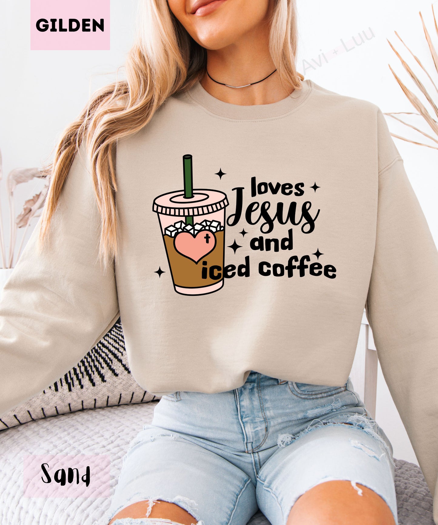 Love Jesus And Iced Coffee | Gilden Unisex Sweatshirt