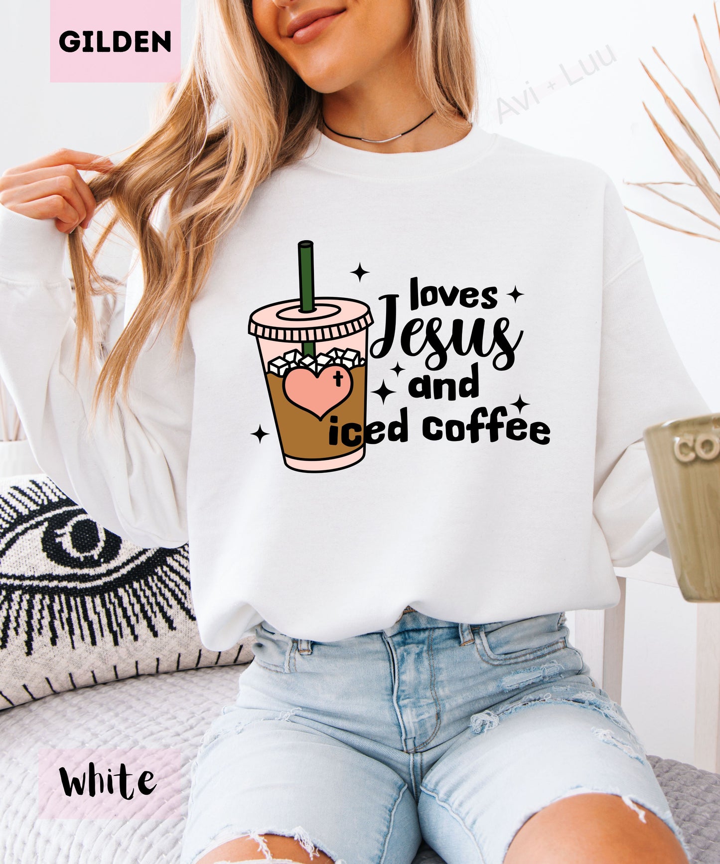 Love Jesus And Iced Coffee | Gilden Unisex Sweatshirt