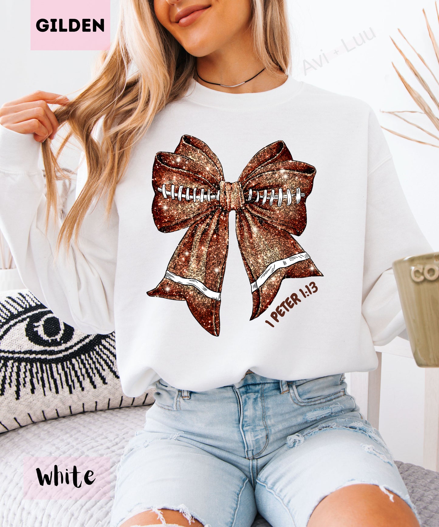 Football Bow | Gilden Unisex Sweatshirt
