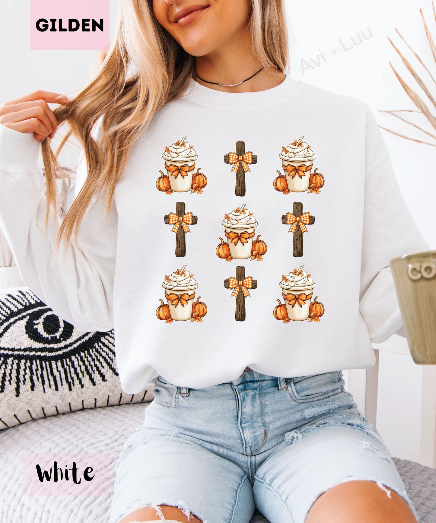 Pumpkin Spice Cross | Gilden Unisex Sweatshirt