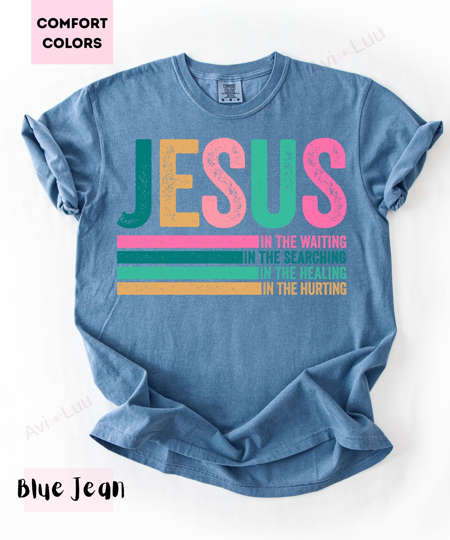 Jesus Colorful Lines | Comfort Colors Uniset T-Shirt