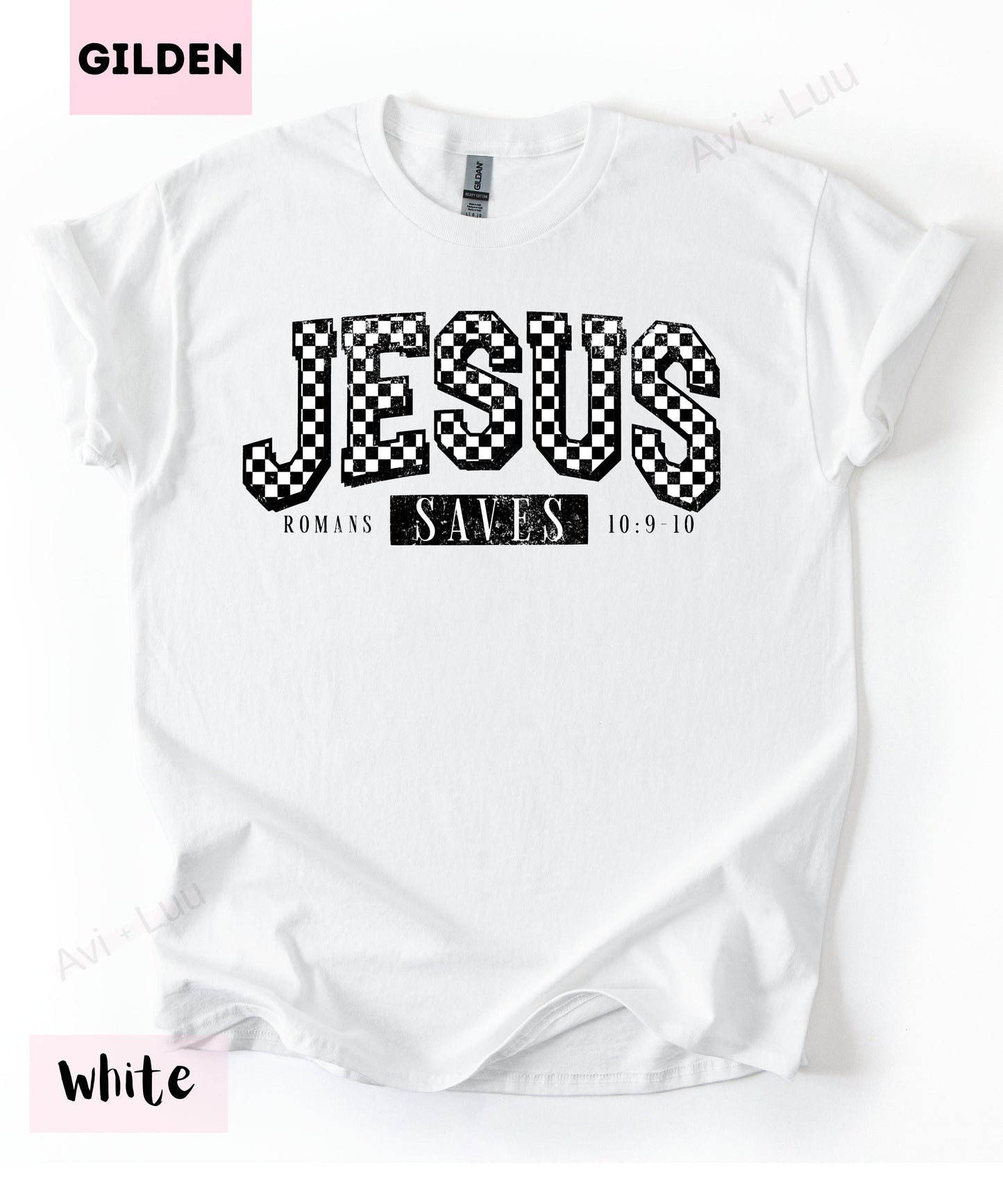Jesus Saves Checkered | Gilden Unisex T-Shirt