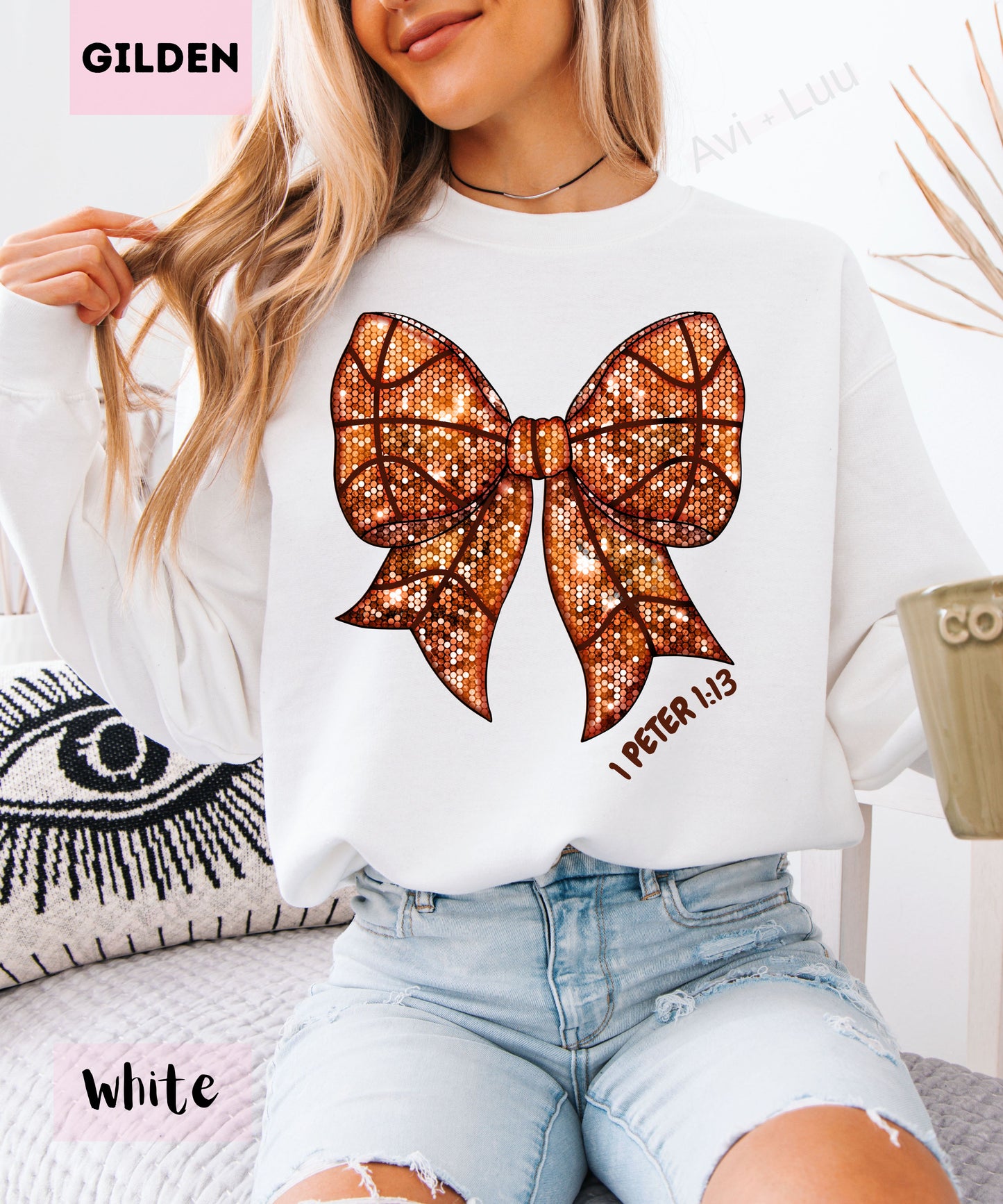 Basketball Bow | Gilden Unisex Sweatshirt