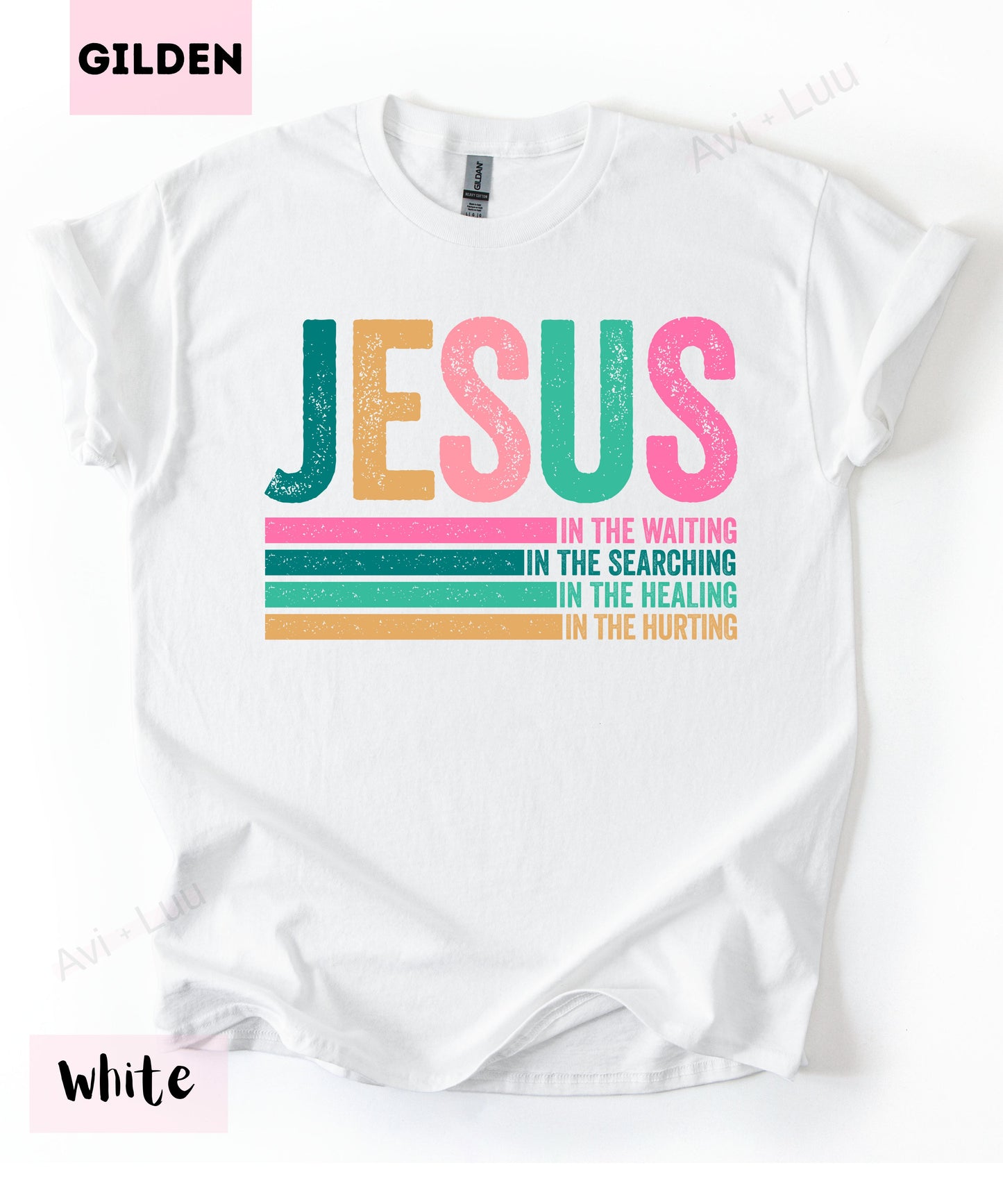 Jesus Colorful Lines | Gilden Unisex T-Shirt