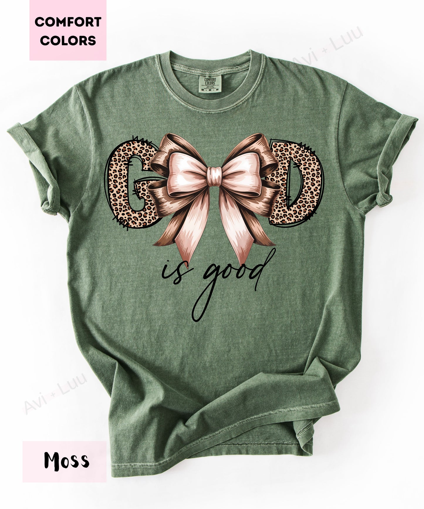 God Is Good Cheetah Bow | Comfort Colors Unisex T-Shirt