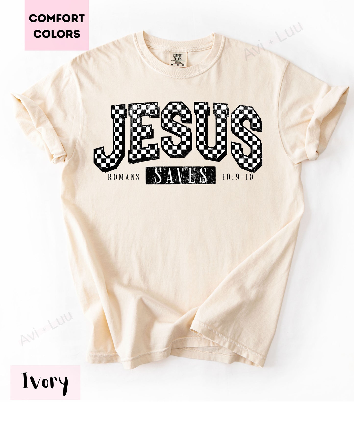 Jesus Checkered Saves | Comfort Colors Unisex T-Shirt