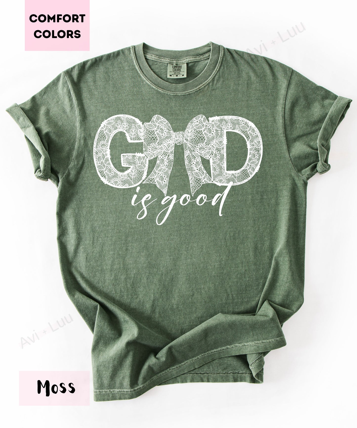 God Is Good Lace Bow | Comfort Colors Unisex T-Shirt