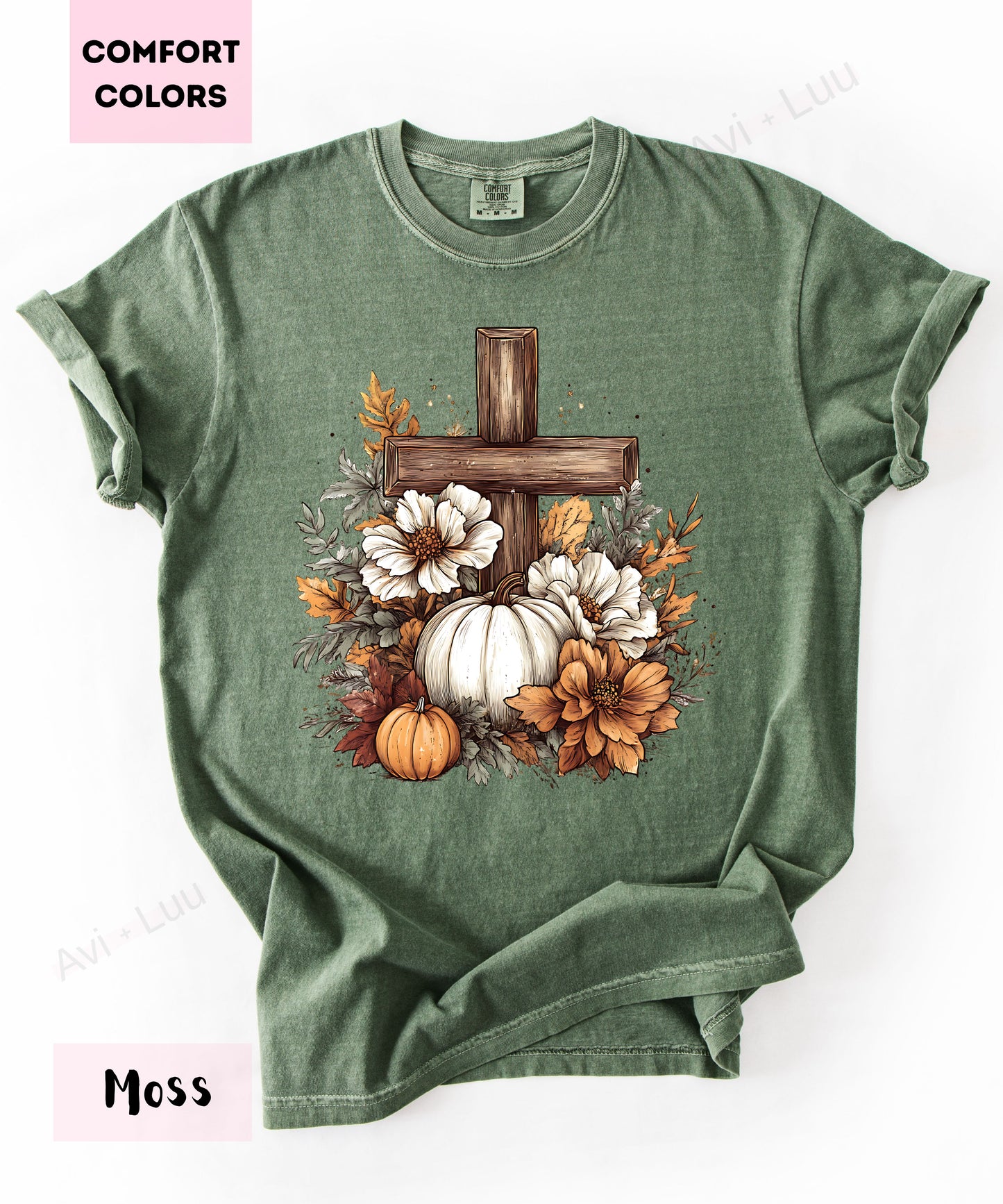 Wooden Cross Pumpkin Flower | Comfort Colors Unisex T-Shirt