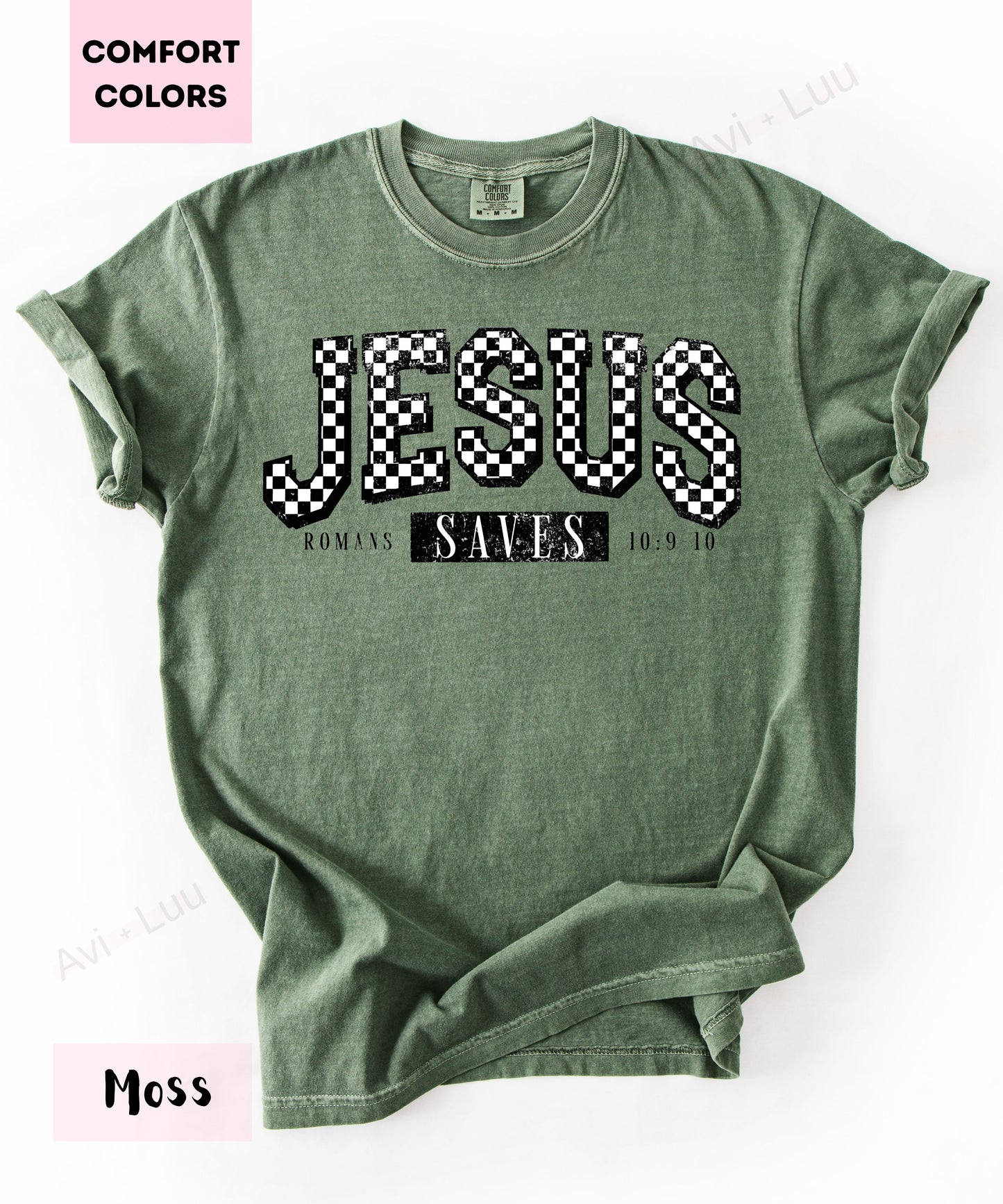 Jesus Checkered Saves | Comfort Colors Unisex T-Shirt