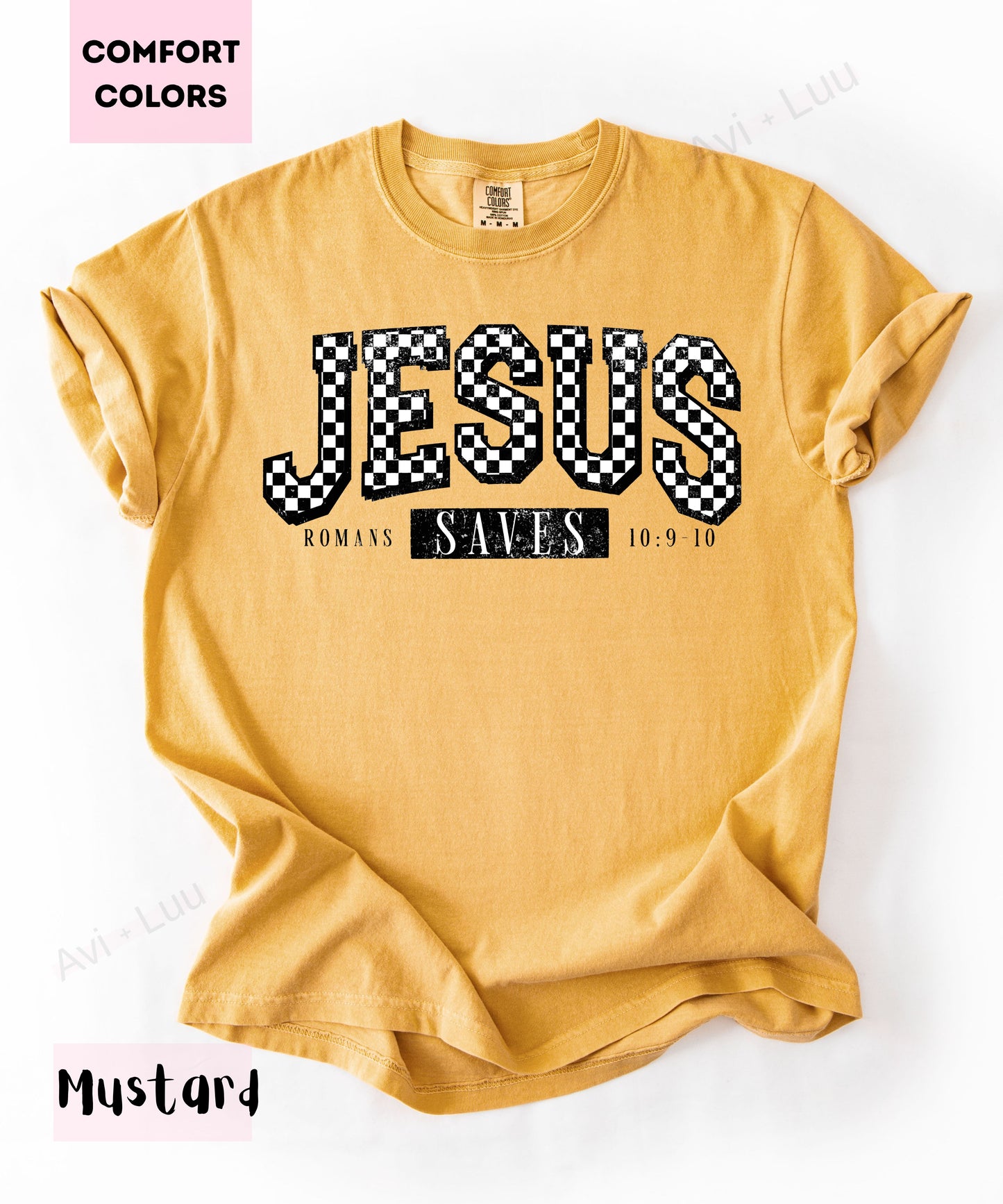 Jesus Checkered Saves | Comfort Colors Unisex T-Shirt