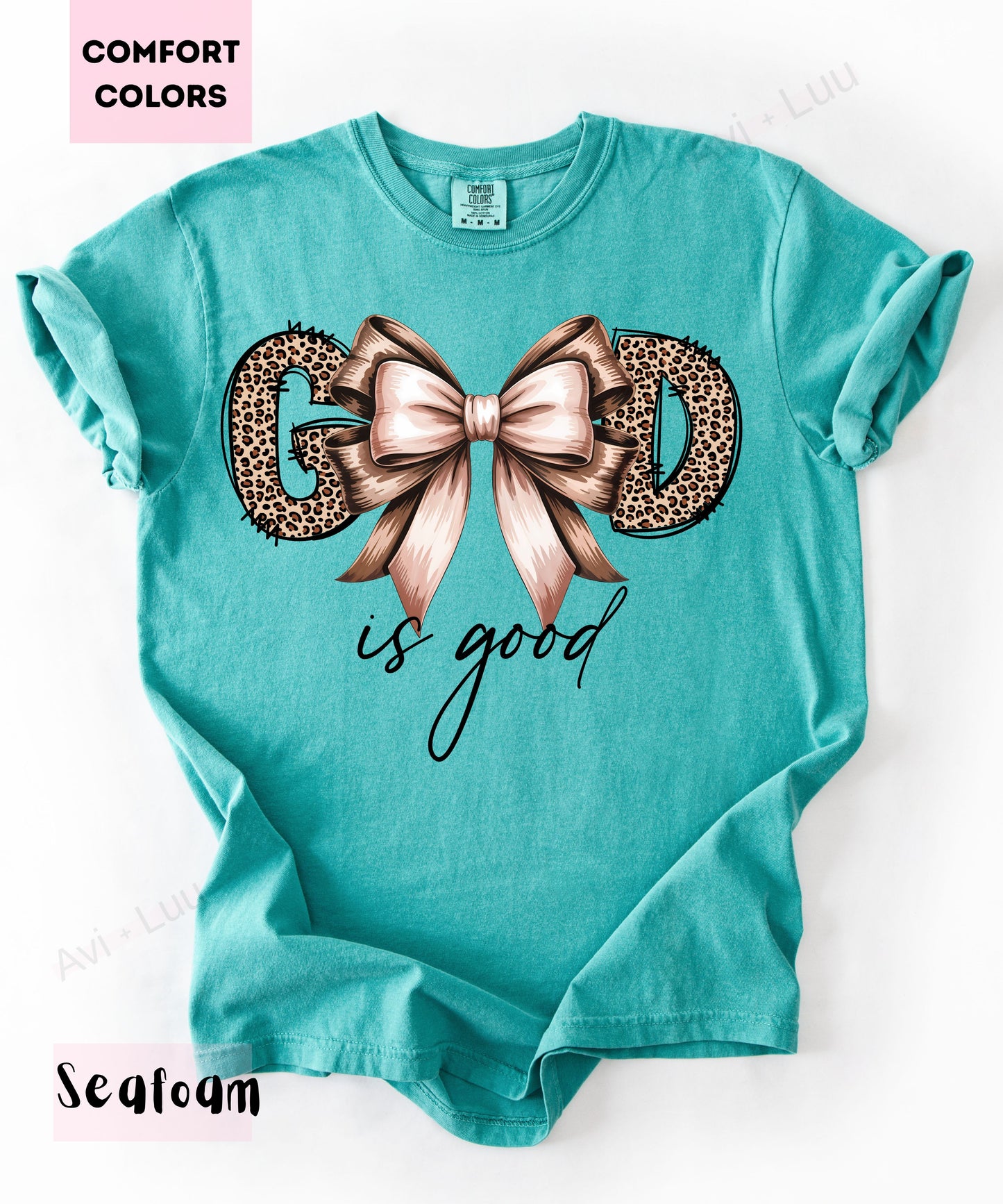 God Is Good Cheetah Bow | Comfort Colors Unisex T-Shirt