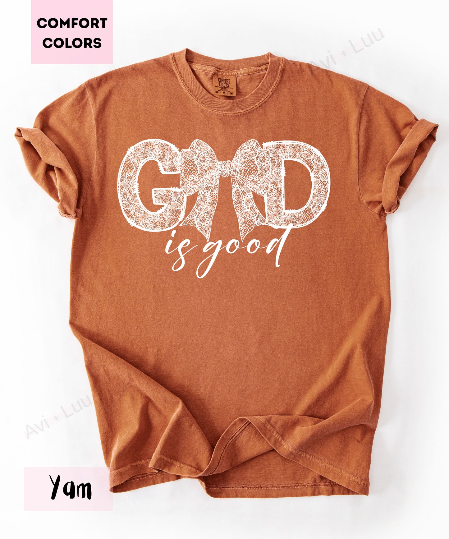 God Is Good Lace Bow | Comfort Colors Unisex T-Shirt