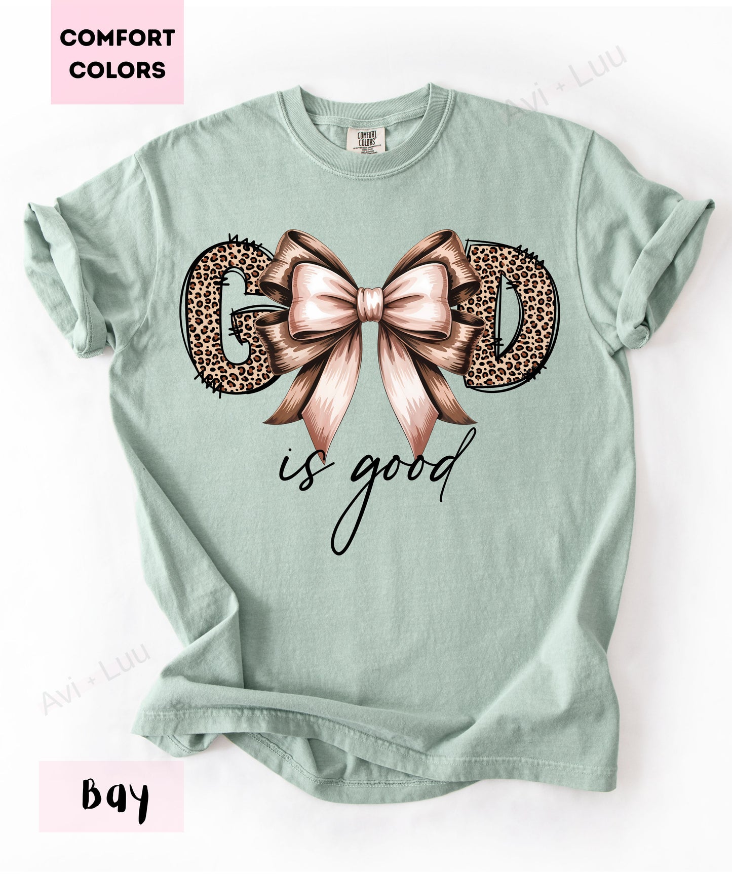 God Is Good Cheetah Bow | Comfort Colors Unisex T-Shirt